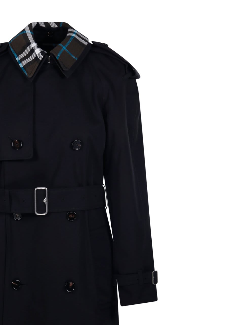 Shop Burberry Double Breasted Belted Trench Coat In Black