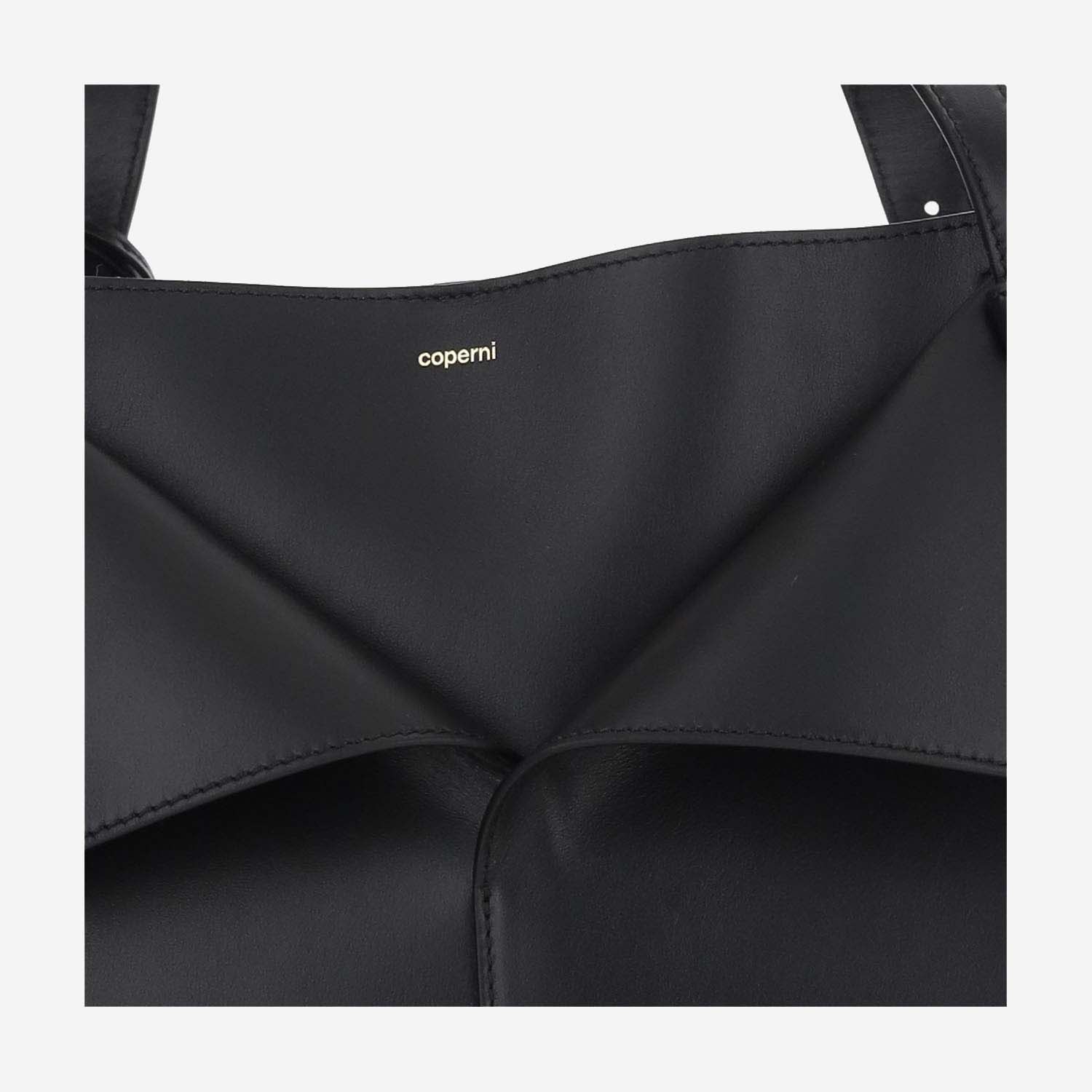 Shop Coperni Cabas Leather Handbag In Black