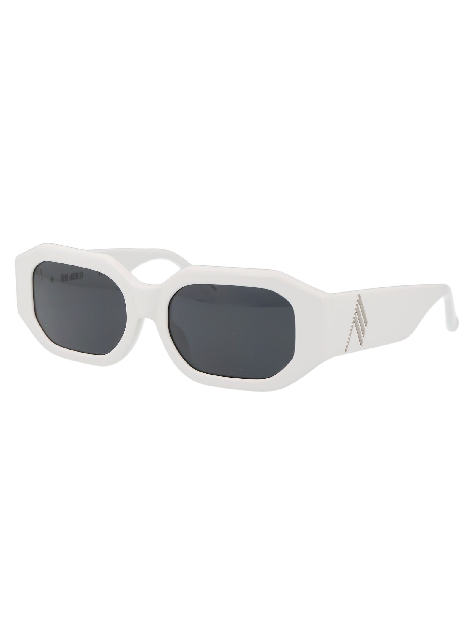 Shop Attico Blake Sunglasses In White/silver/grey