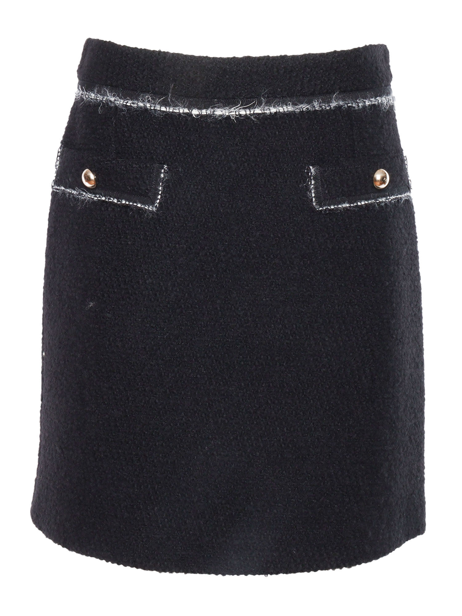 Shop Fay Short Skirt With Boucle Details In Black