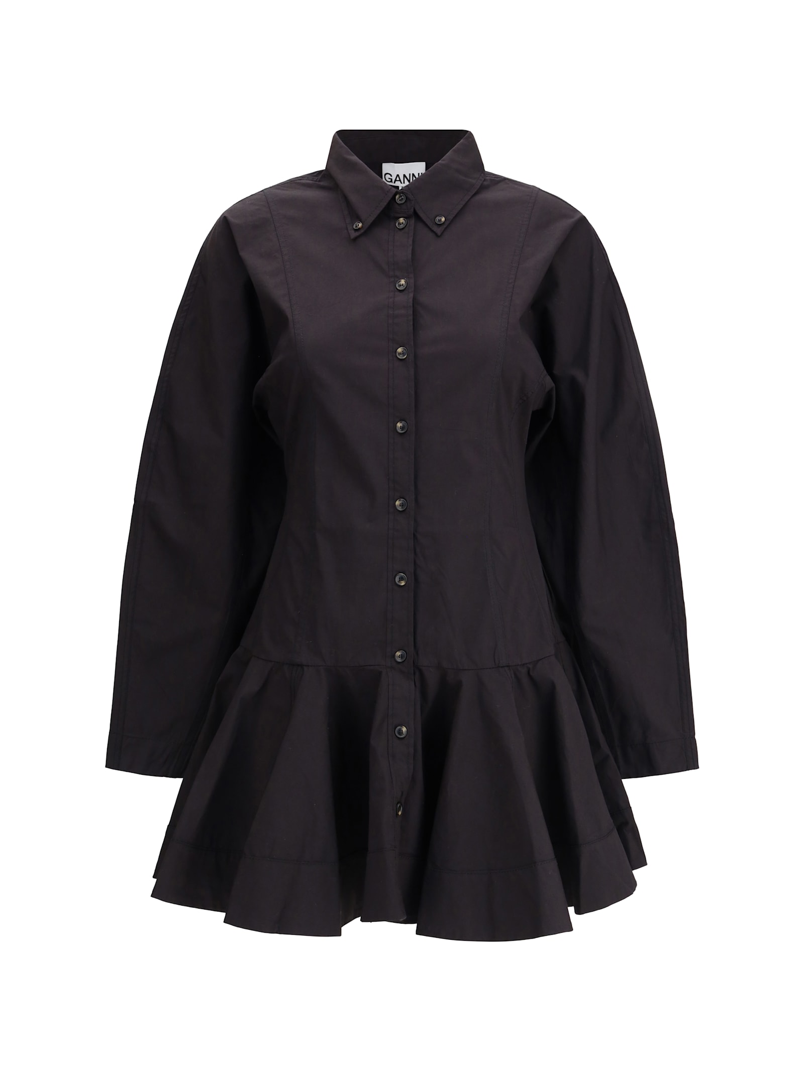 Ganni Women Short Chemisier Dress In Black