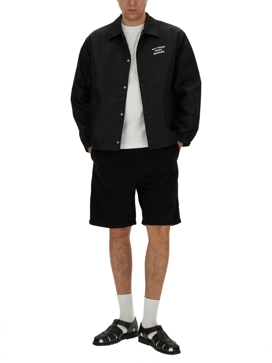 Drôle De Monsieur Black Jacket With Logo In Black