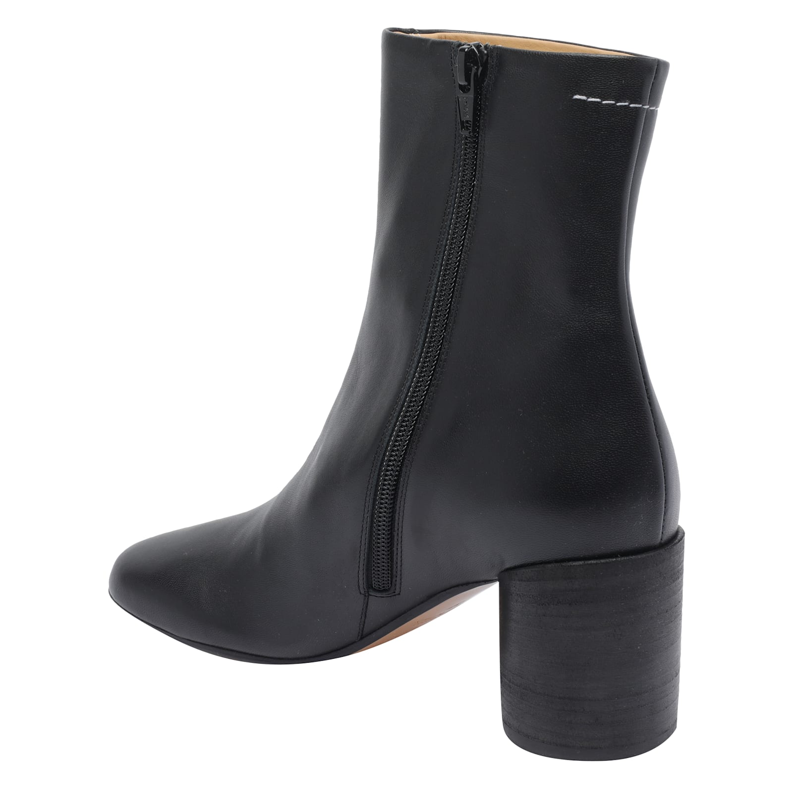 Mm6 Maison Margiela Mm6 By Maison Margiela Anatomical Black Leather Ankle Boots In Black