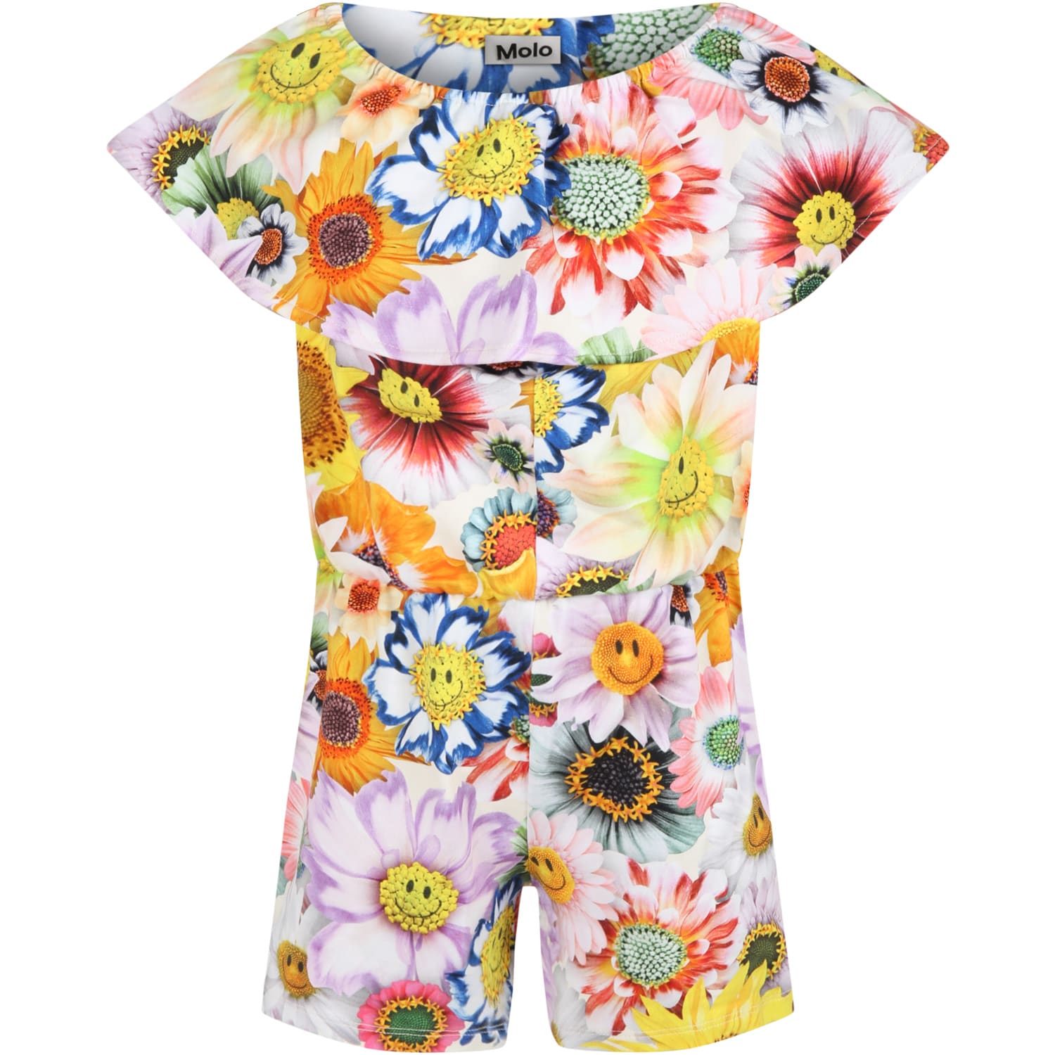 Molo Multicolor Jumpsuit For Girl With Flowers