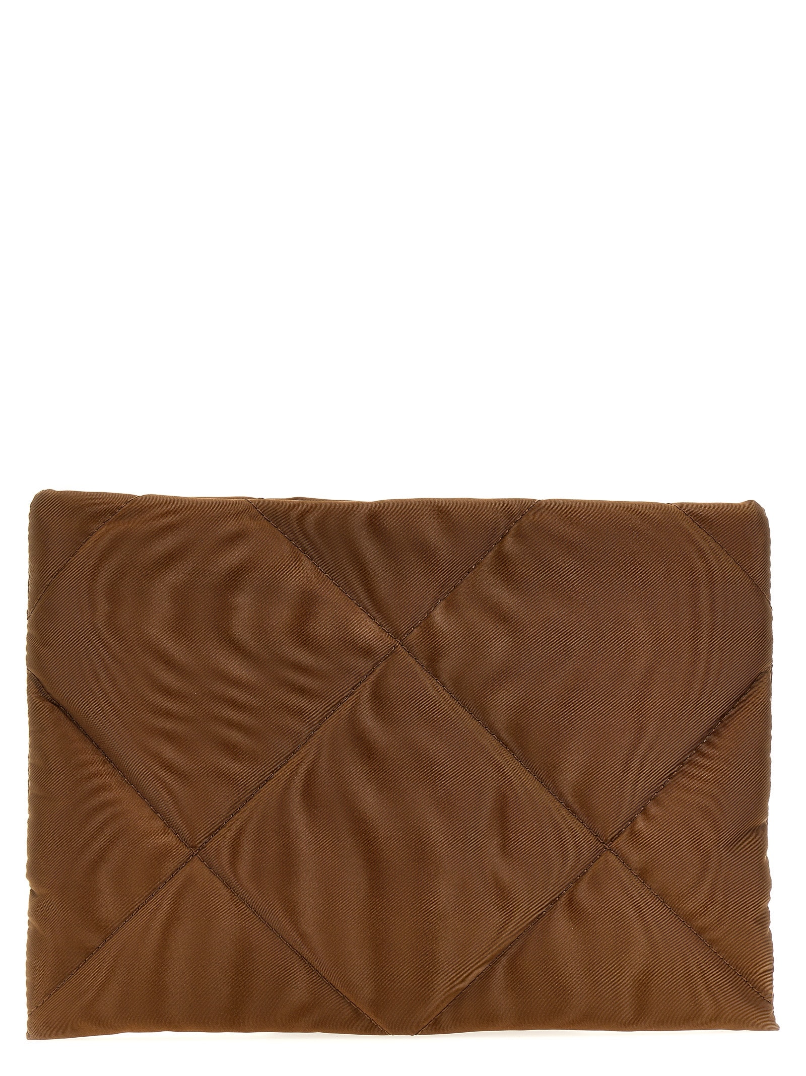 Brunello Cucinelli Quilted Nylon Clutch Bag In Brown