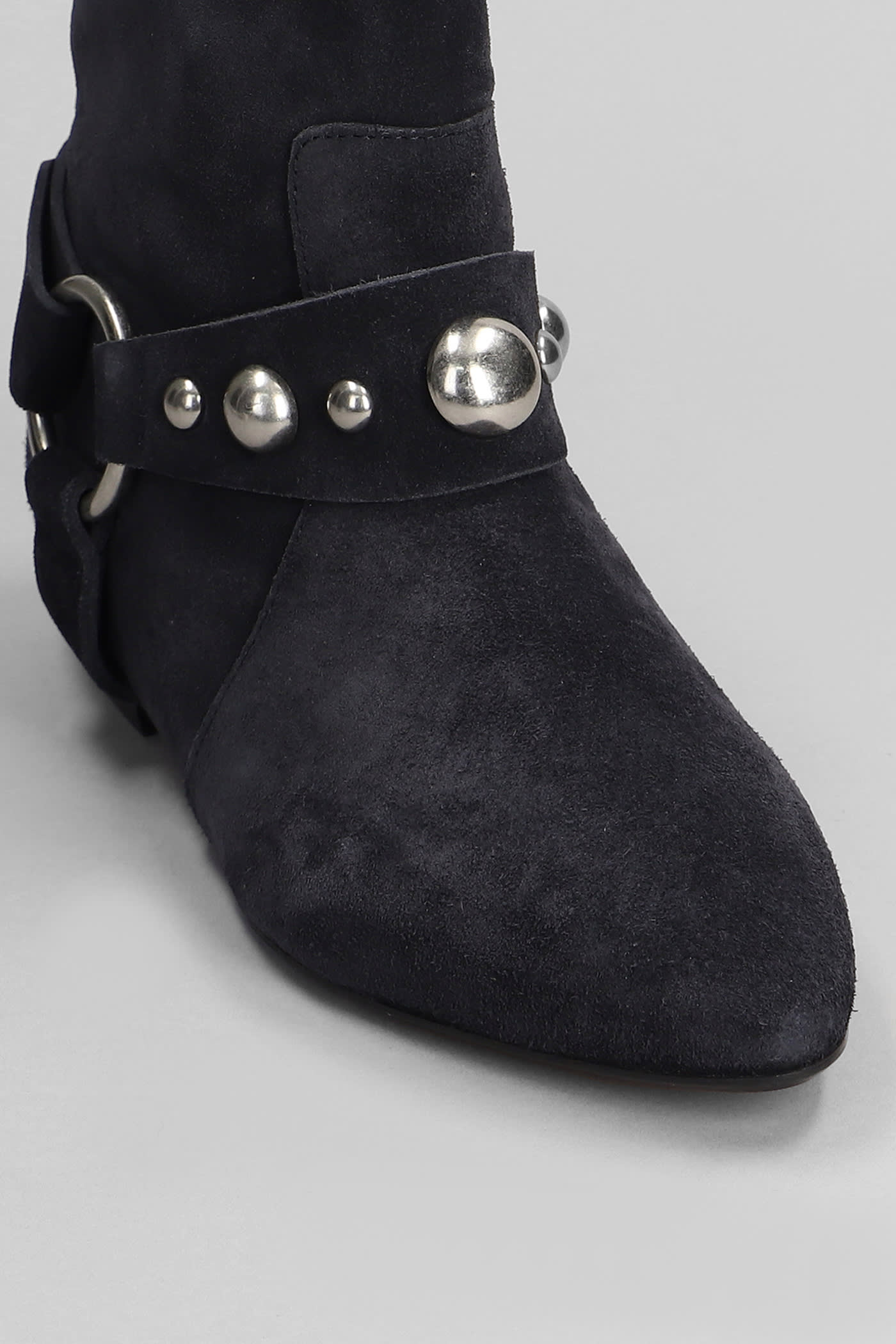 Shop Isabel Marant Siago Low Heels Ankle Boots In Black Suede