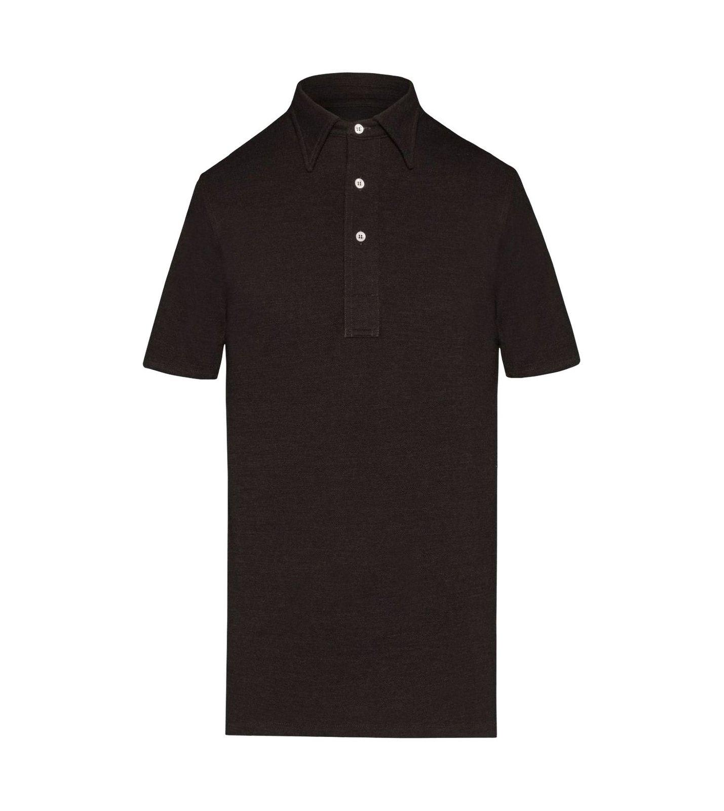 Shop Maison Margiela Collared Knit Polo Shirt In Brown