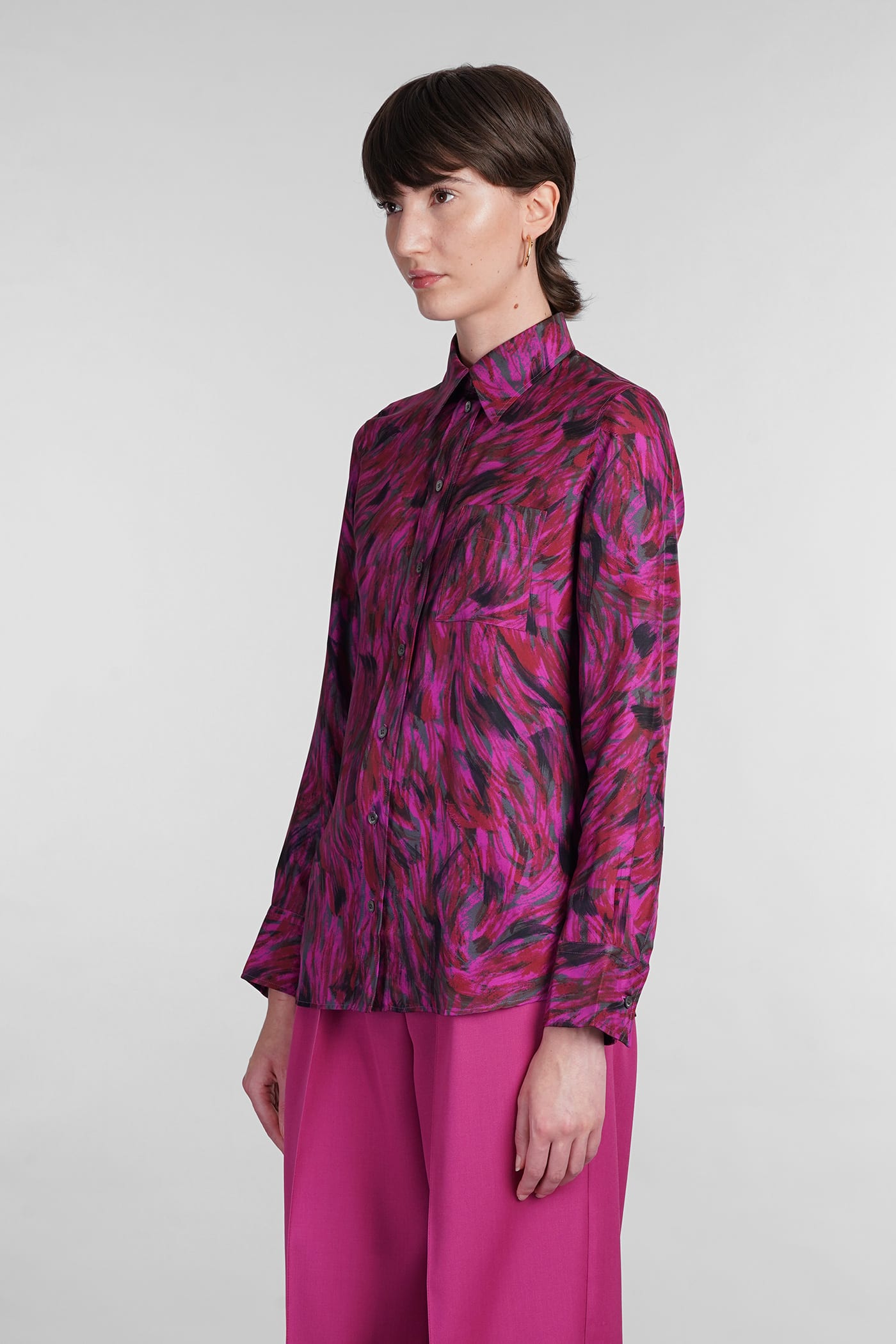 Shop Lanvin Shirt In Fuxia Silk