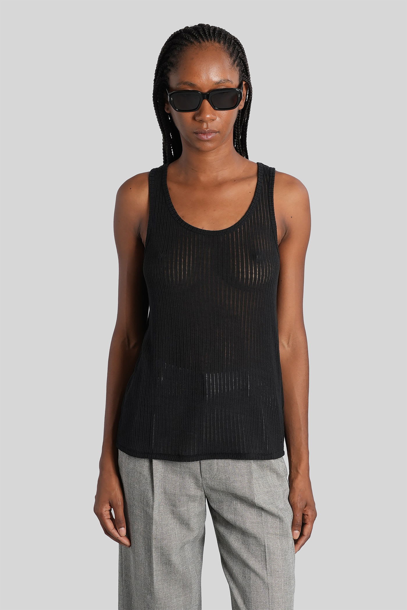 Anine Bing Eugene Tank Top In Black Polyester In Black