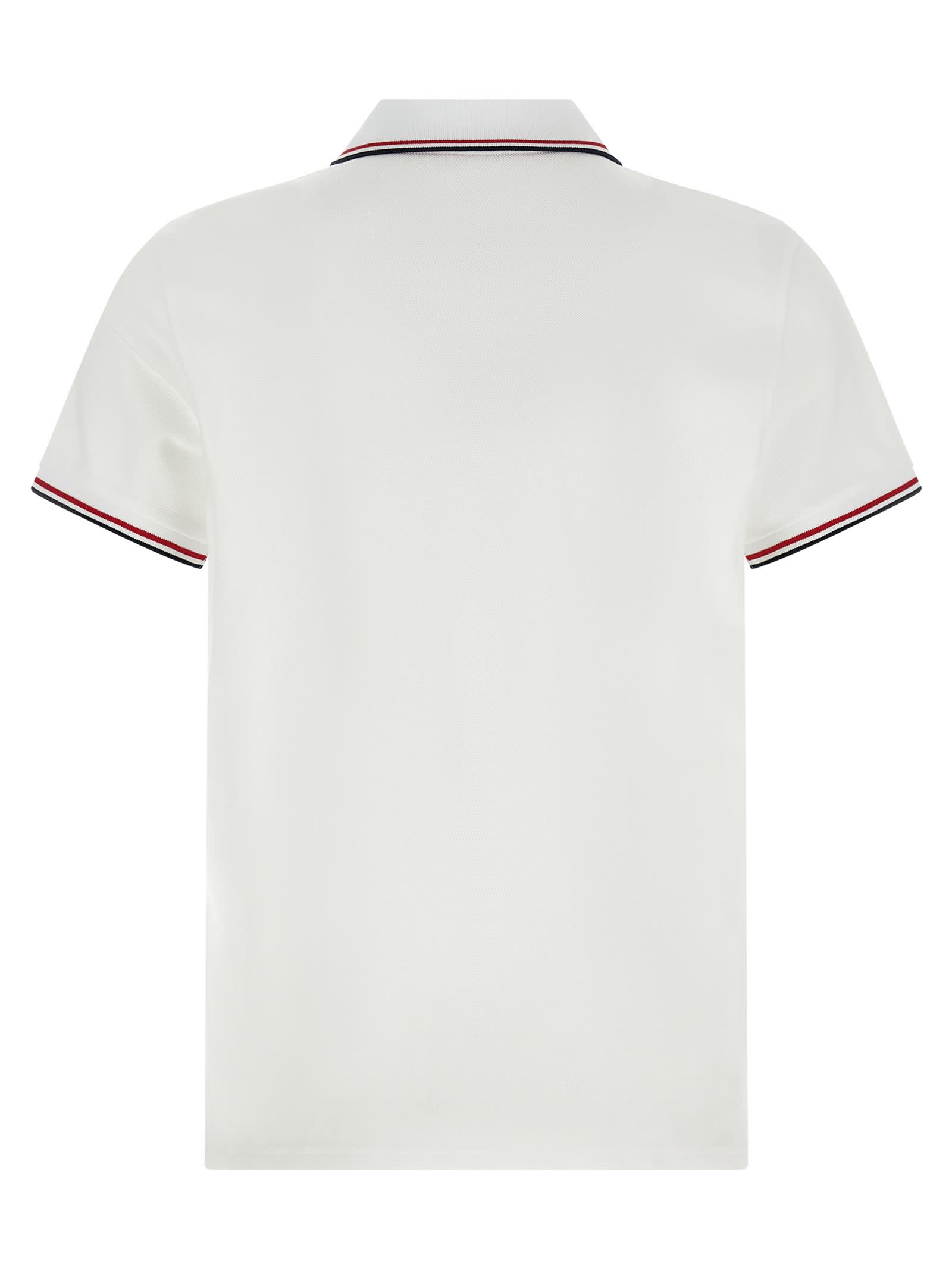 Moncler Cotton Polo Shirt With Logo In White