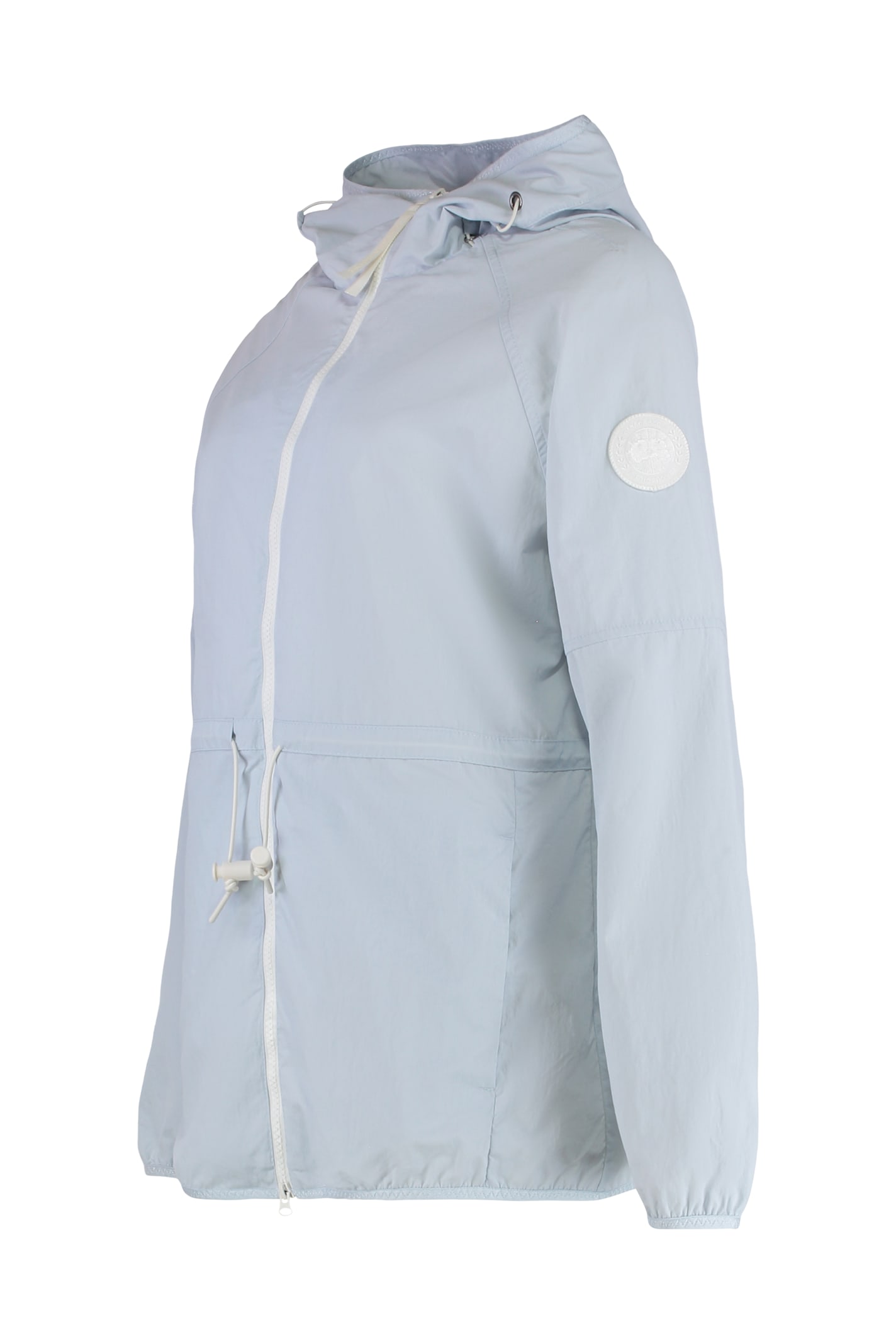 Canada Goose Windbreaker With Adjustable Drawstring Waist And Hood In Blue