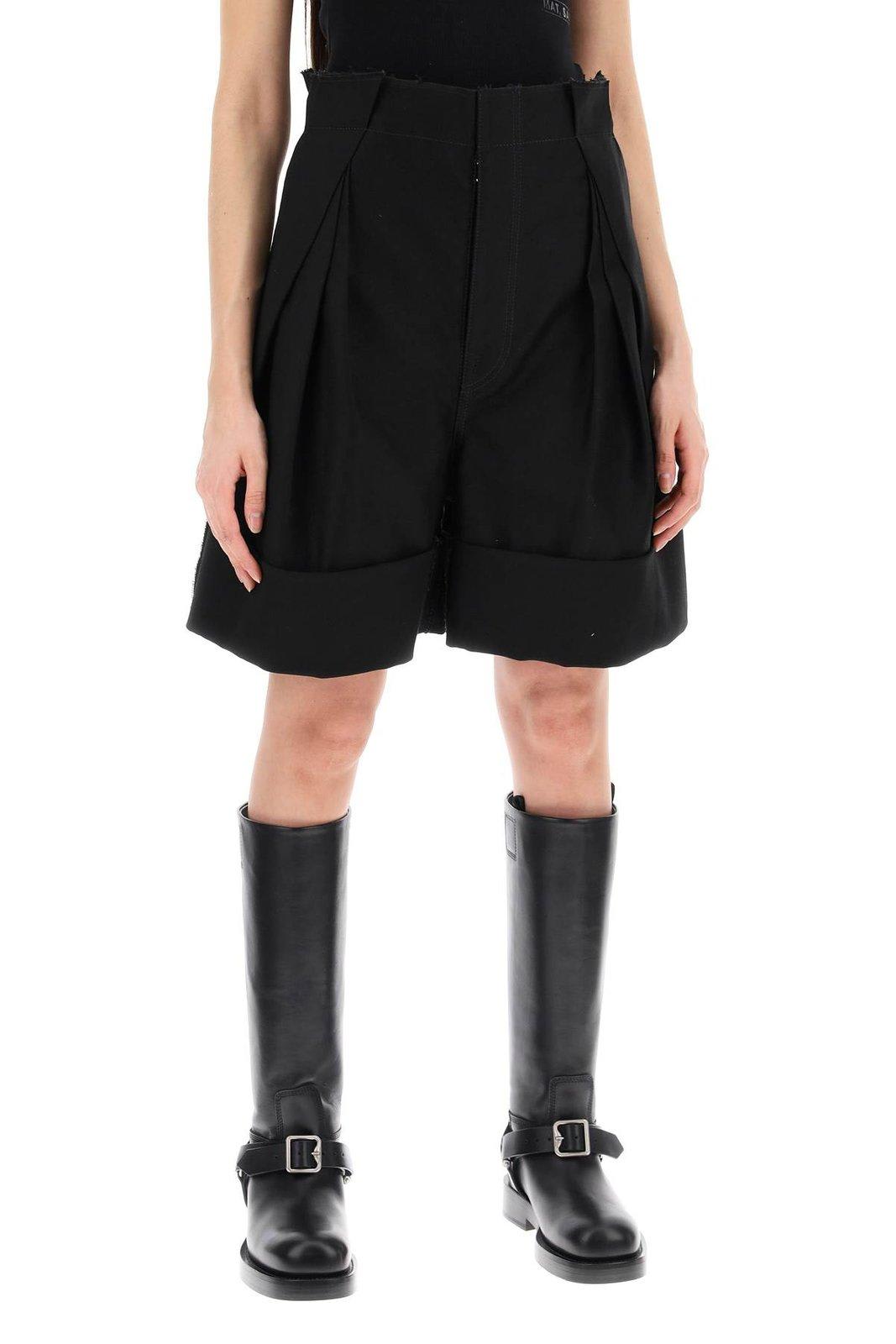 Shop Maison Margiela Wide-leg Bermuda Shorts In Black