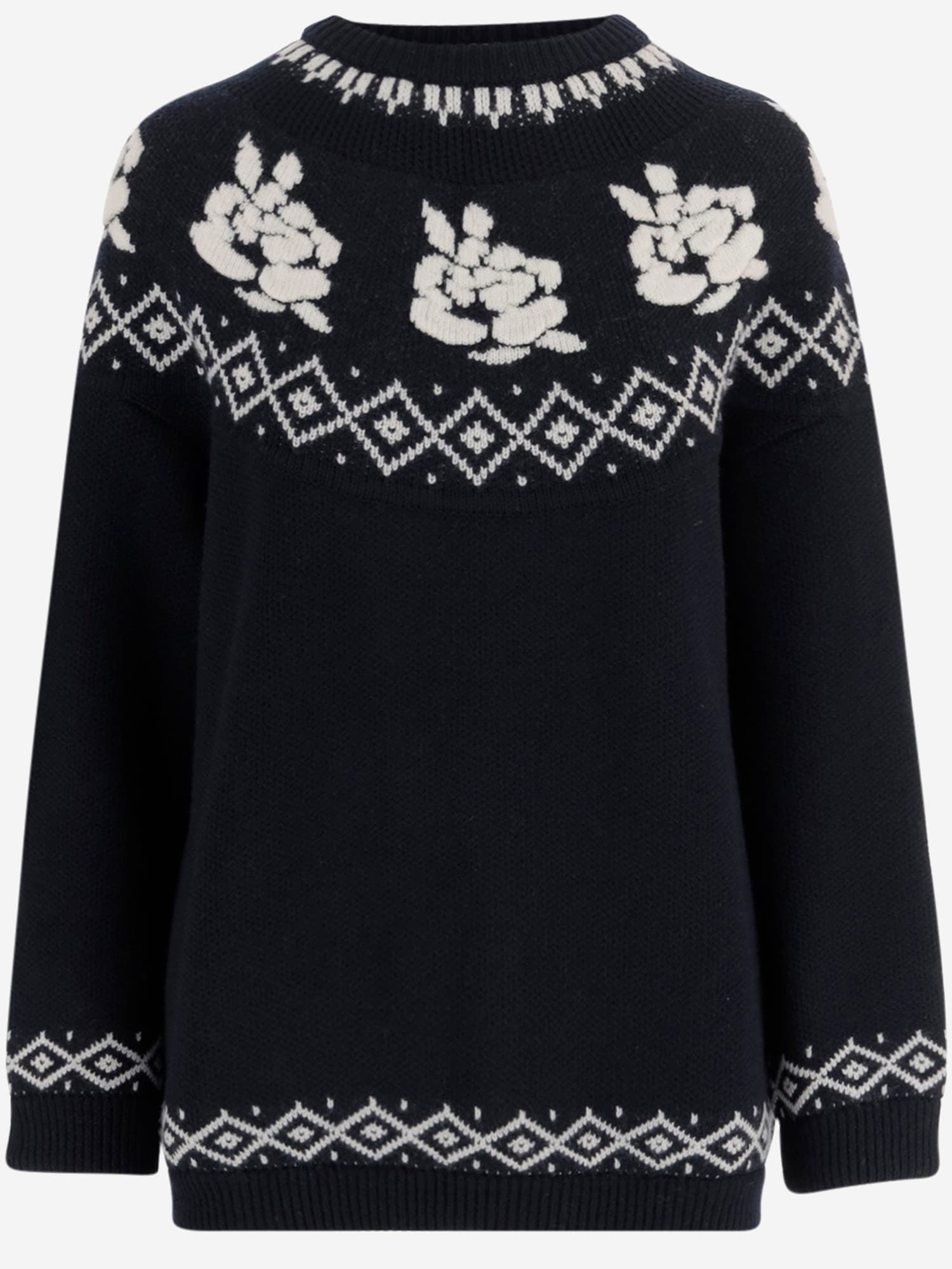 Magda Butrym Wool Sweater With Geometric Pattern In Black