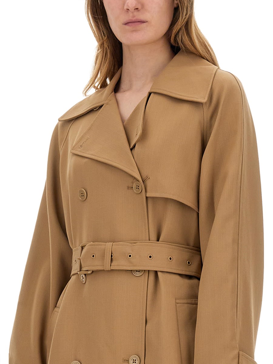 Michael Kors Polyester Blend Trench Coat With Notched Lapels In Cafe