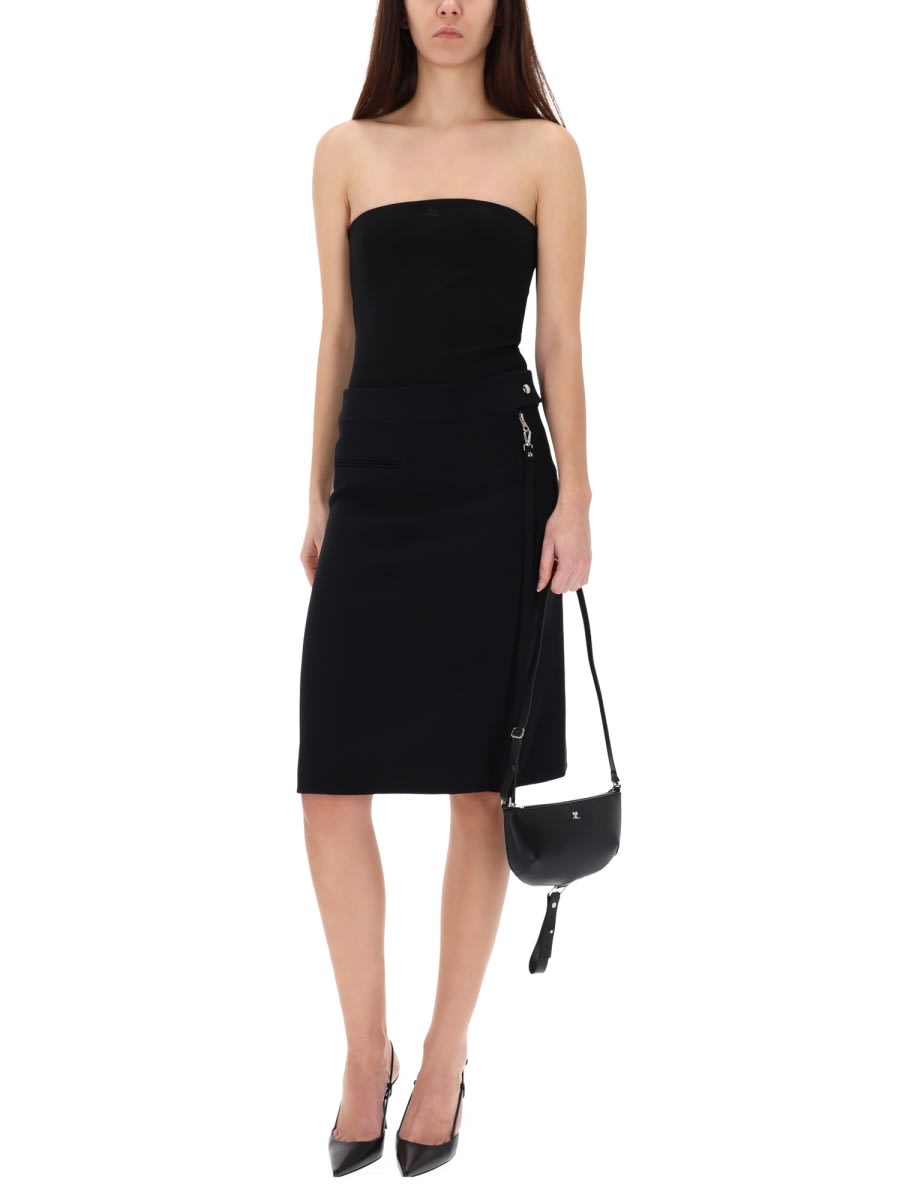 Courrèges Midi Skirt With Zipper In Black