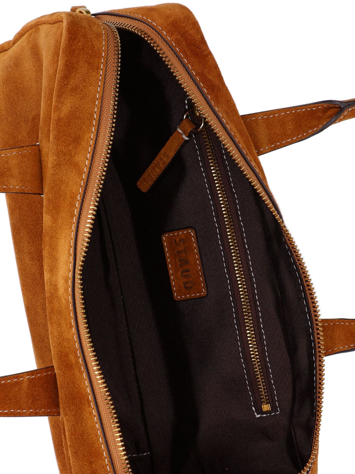Staud Smooth Leather Shoulder Bag With Double Handles In Brown