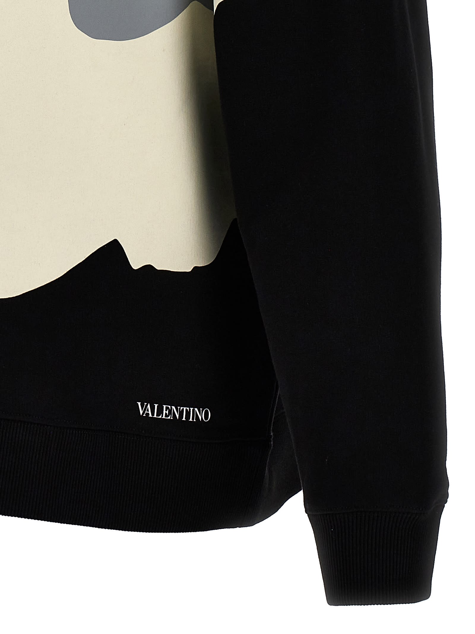 Shop Valentino Flower Portrait Sweatshirt In Nero/avorio/grigio