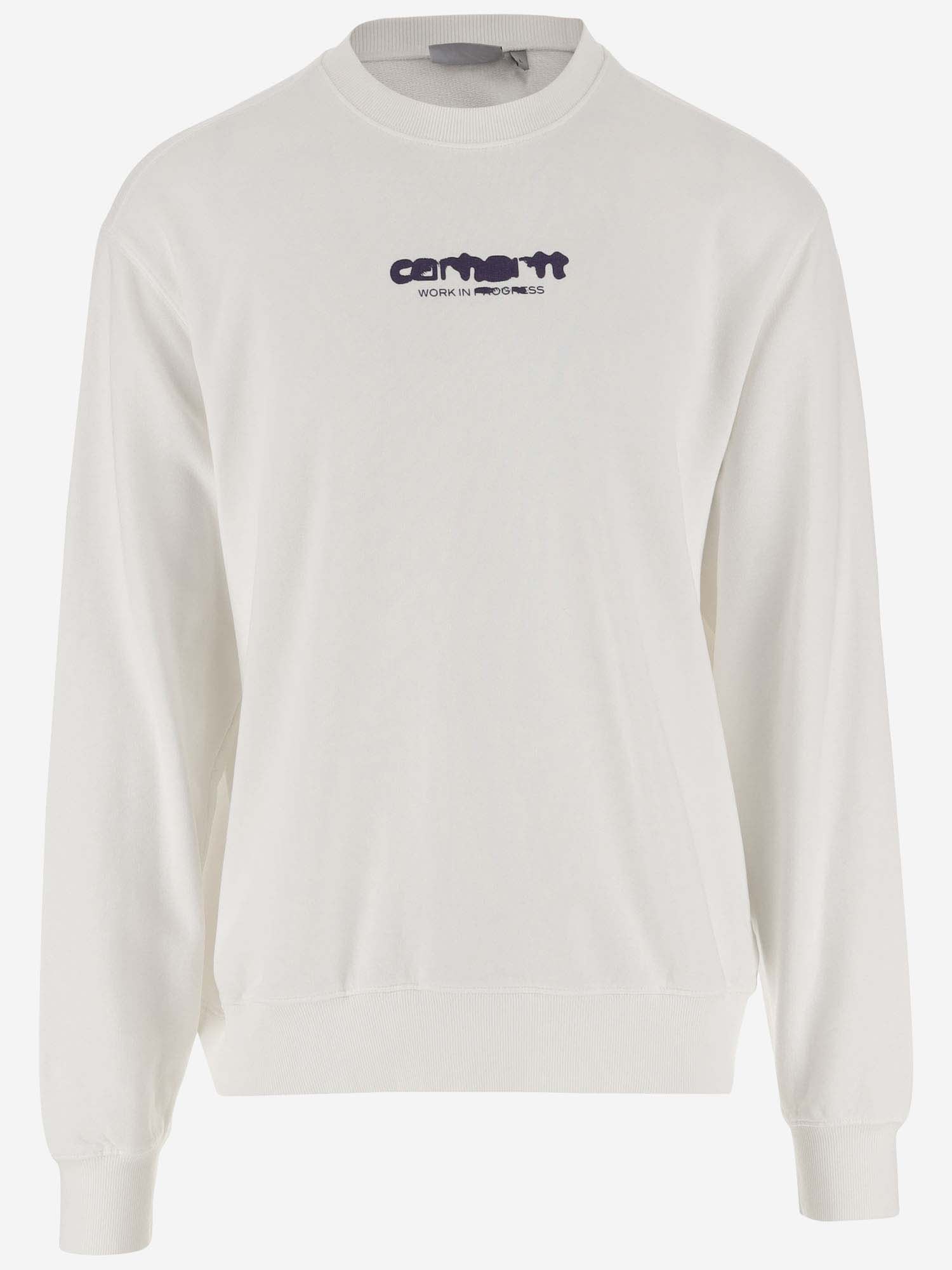 Shop Carhartt Cotton Sweatshirt With Logo In White / Tyrian