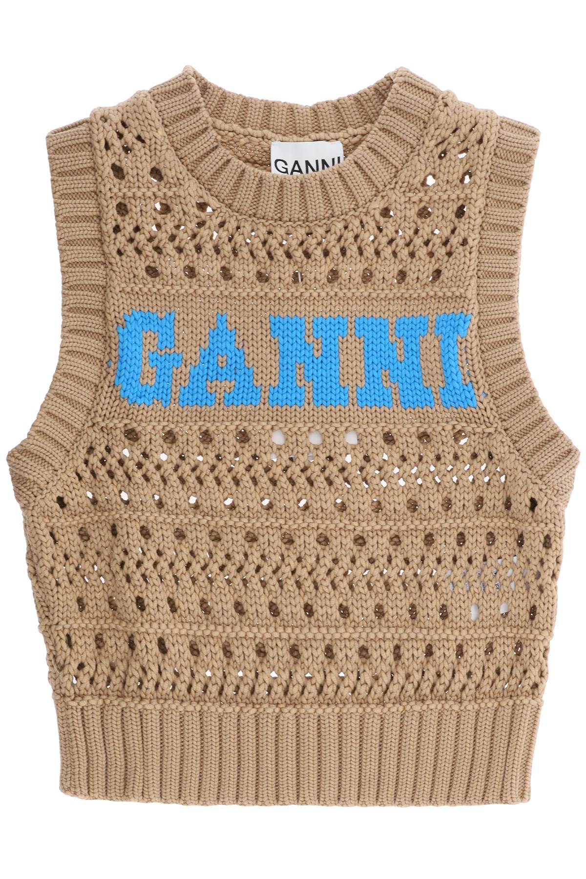 Open-stitch Knitted Vest With Logo