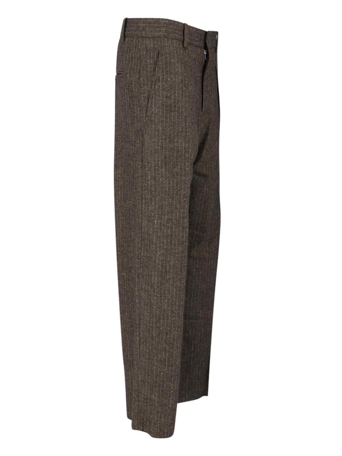 Isabel Marant Lisetta Pinstripe Pleated Wide Leg Wool Blend Trousers In Brown