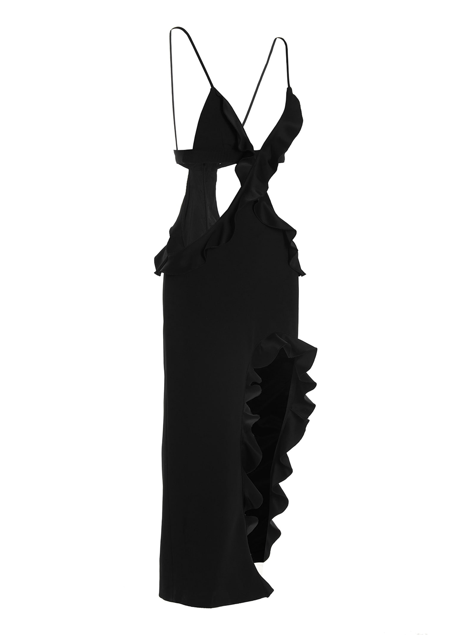 Shop David Koma Crossbody & Open Leg Ruffle Dress In Black