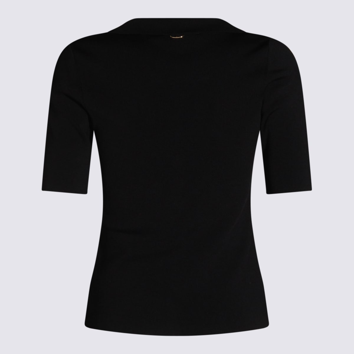 Twinset Fitted Black Short-sleeve Top With Classic Collar In Black