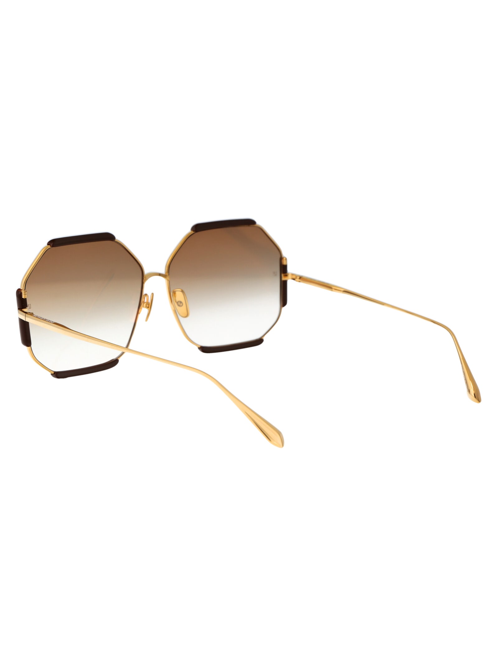 Shop Linda Farrow Margot Sunglasses In Yellowgold/brown/browngrad