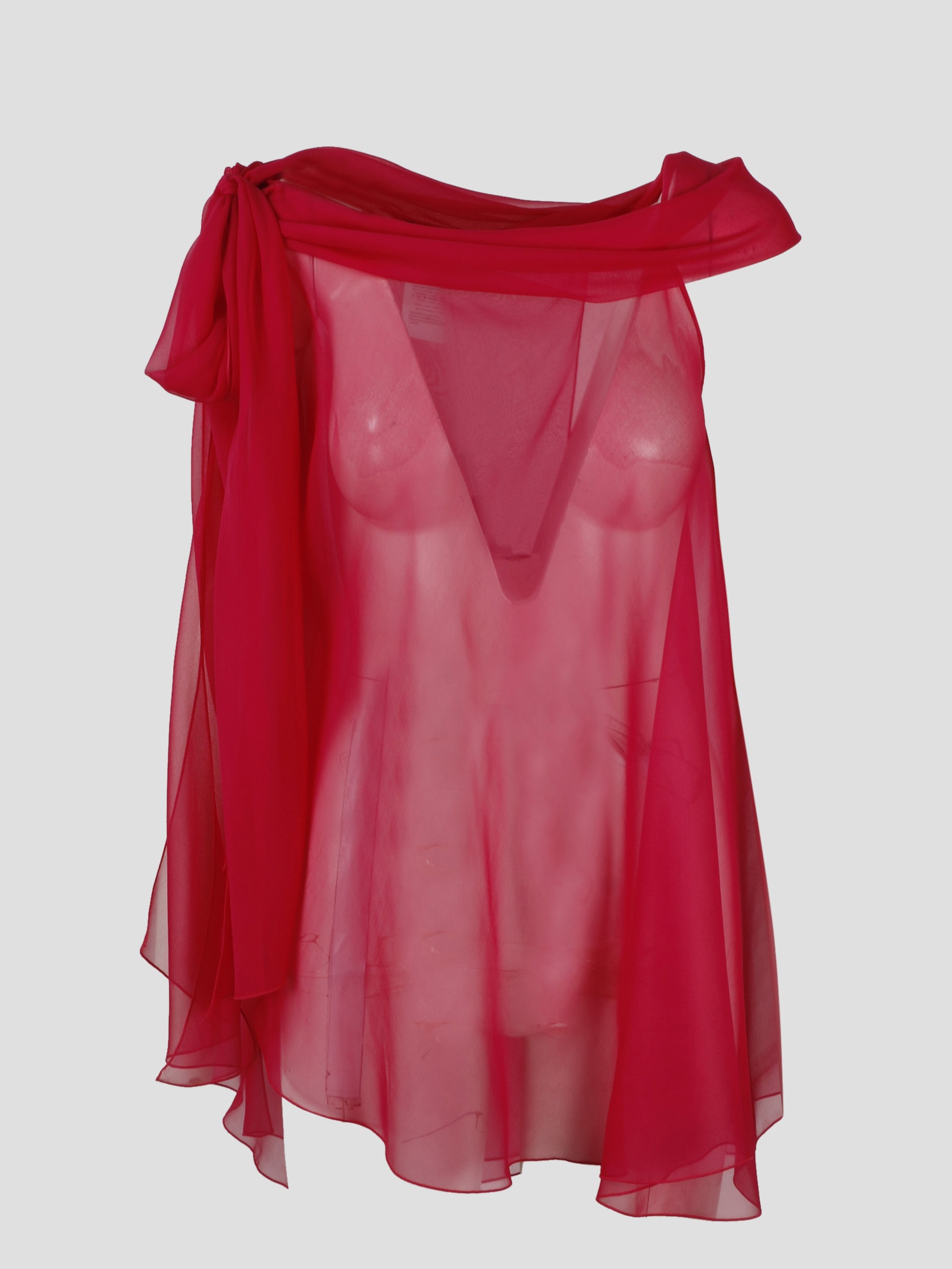 Shop Alberta Ferretti Silk Chiffon Blouse In Pink & Purple