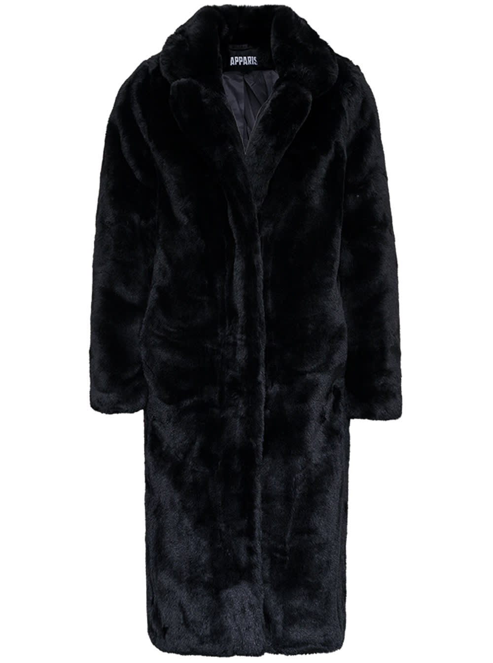 Apparis Scarlet Long Coat In Ecological Black Fur