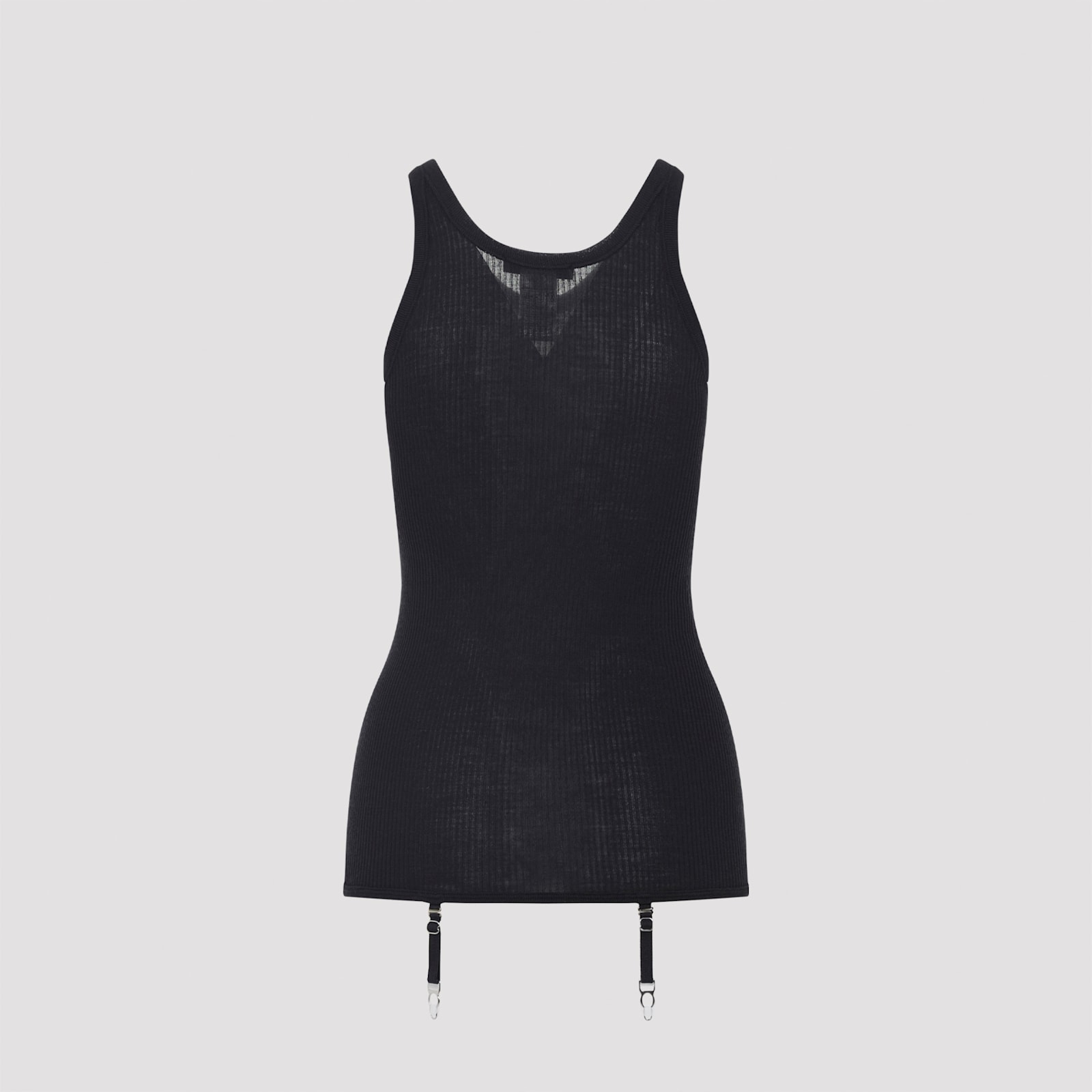 Lemaire Seamless Tank Top With Suspenders Granite Black In Black