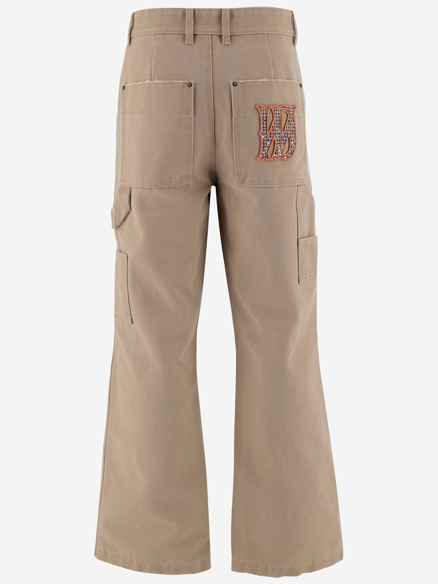 We11 Done We11done Logo Patch Pants In Brown