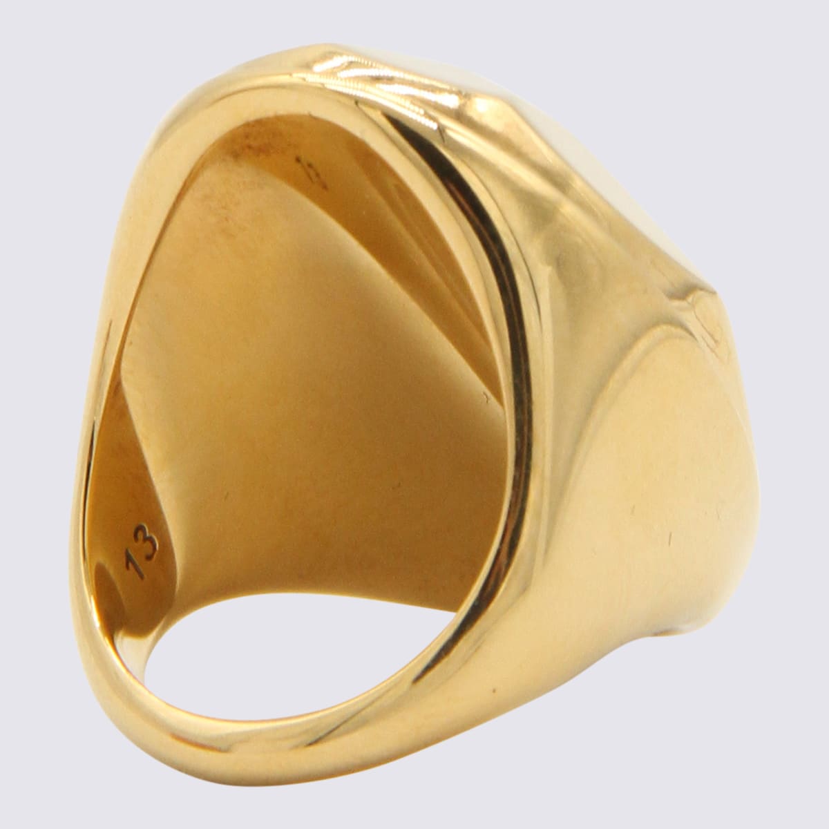 Alexander Mcqueen Antique Gold Metal The Faceted Stone Ring In Golden