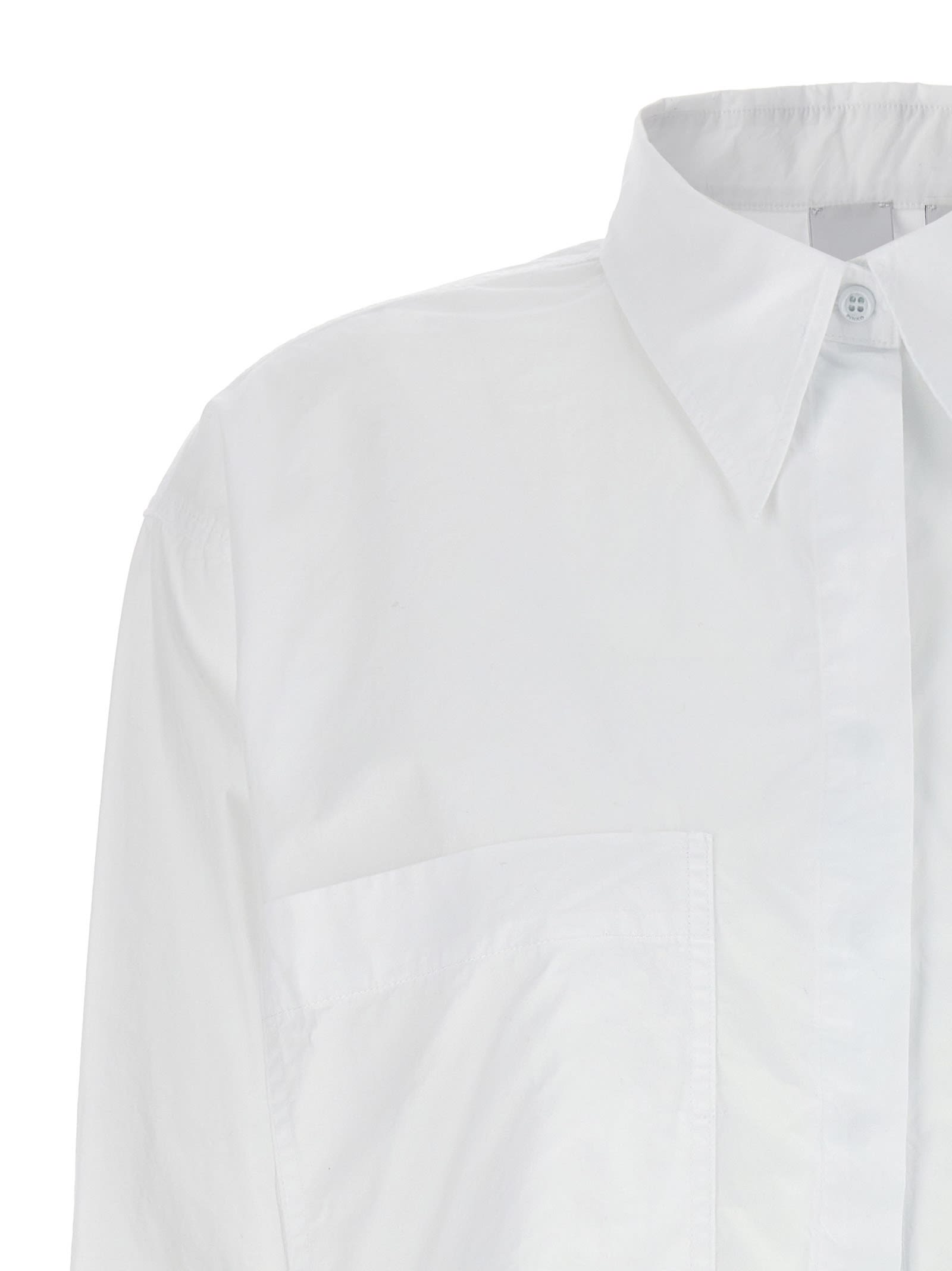Shop Pinko Pergusa Cropped Shirt In Bianco