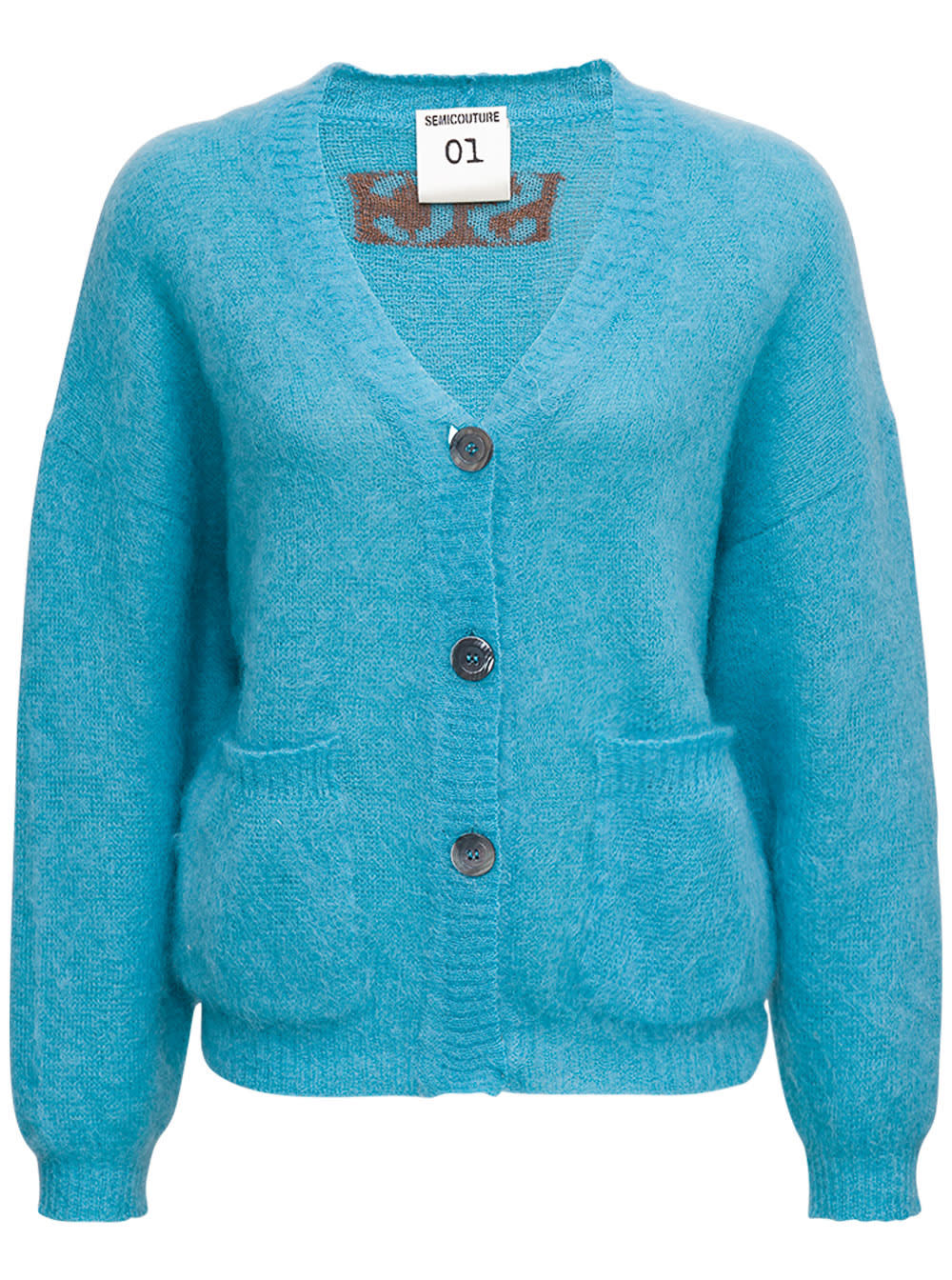 SEMICOUTURE Penny Light Blue Mohair Blend Cardigan