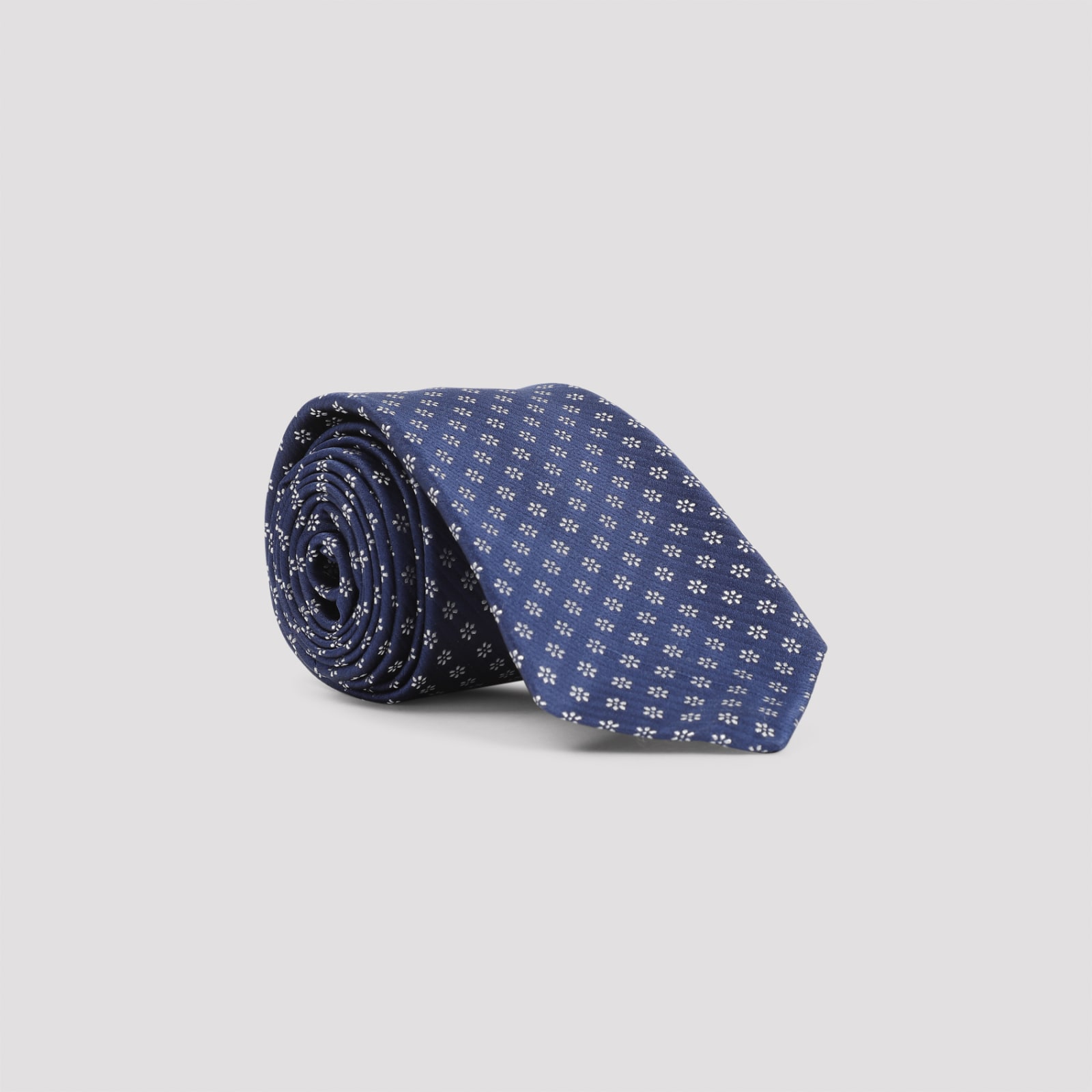 Shop Kiton Silk Tie In Blu Scuro Bianco