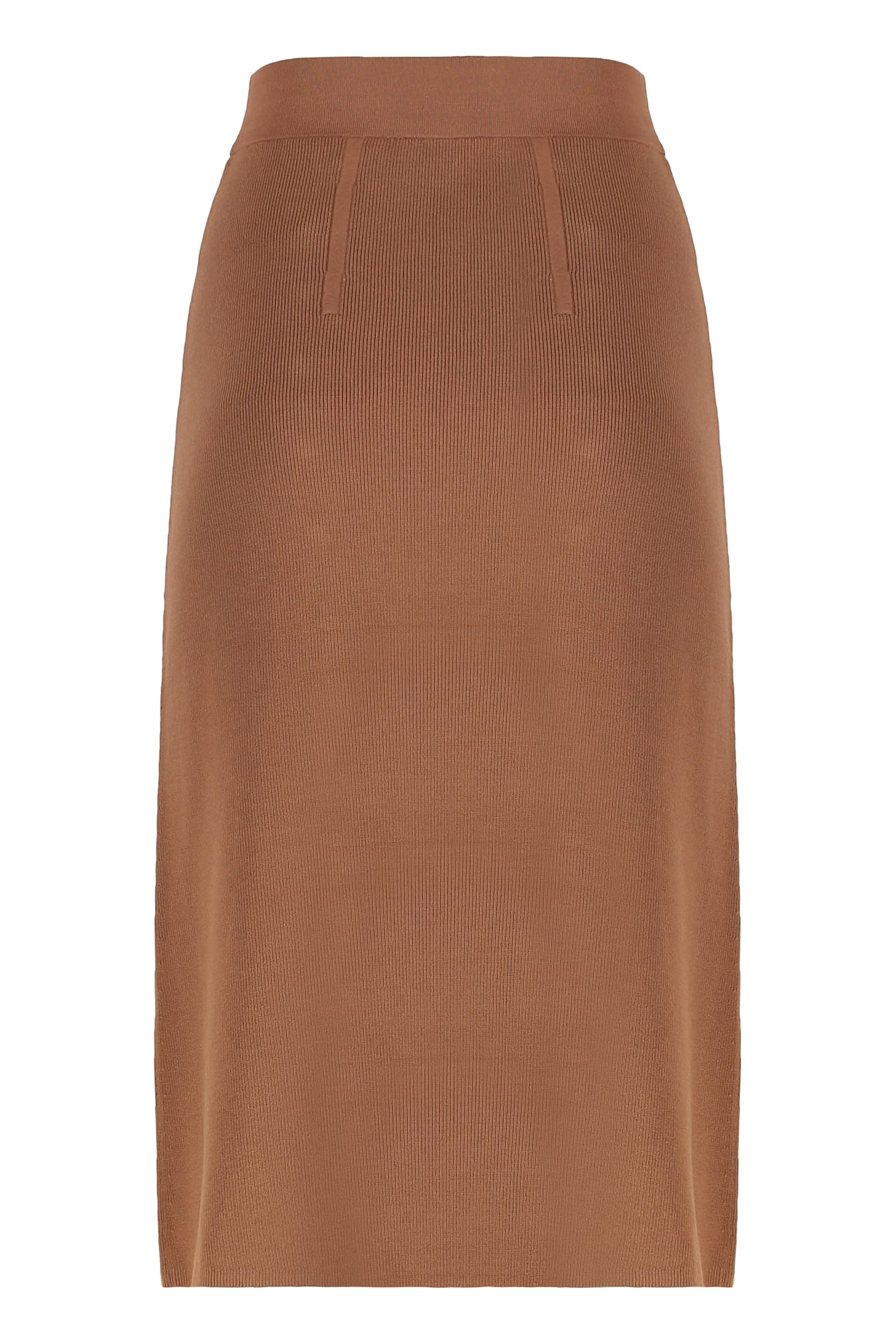 Elisabetta Franchi Gonna Midi In Maglia Traspirante In Brown