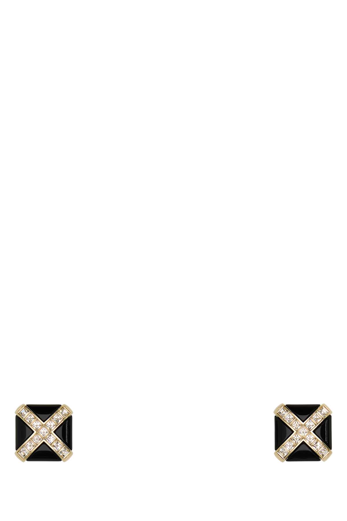 Shop Saint Laurent Black Resin Earrings In Dorecrystalnoir