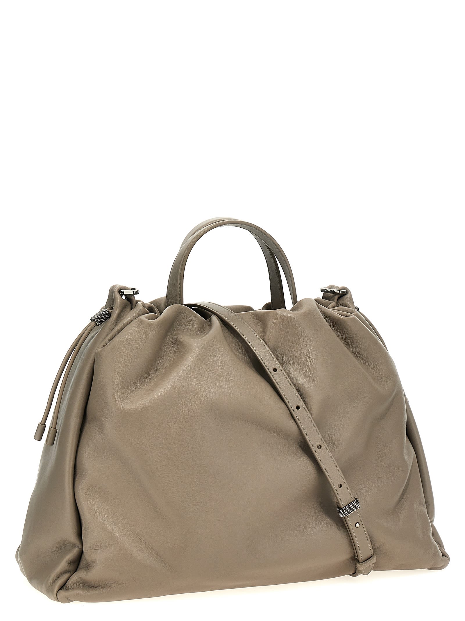 Shop Brunello Cucinelli Mellow Handbag In Gray