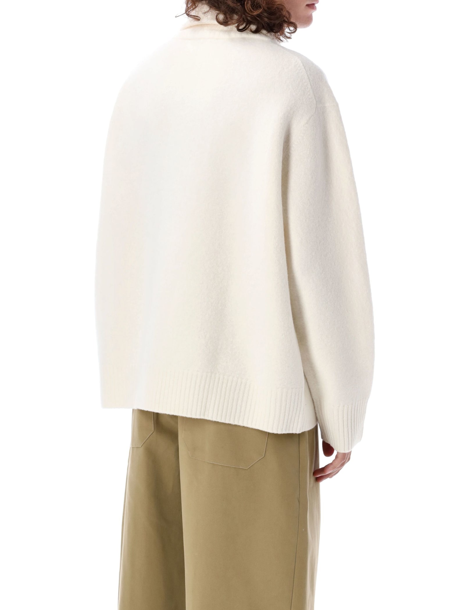 Shop Studio Nicholson Bold Wool Cardigan In Dove