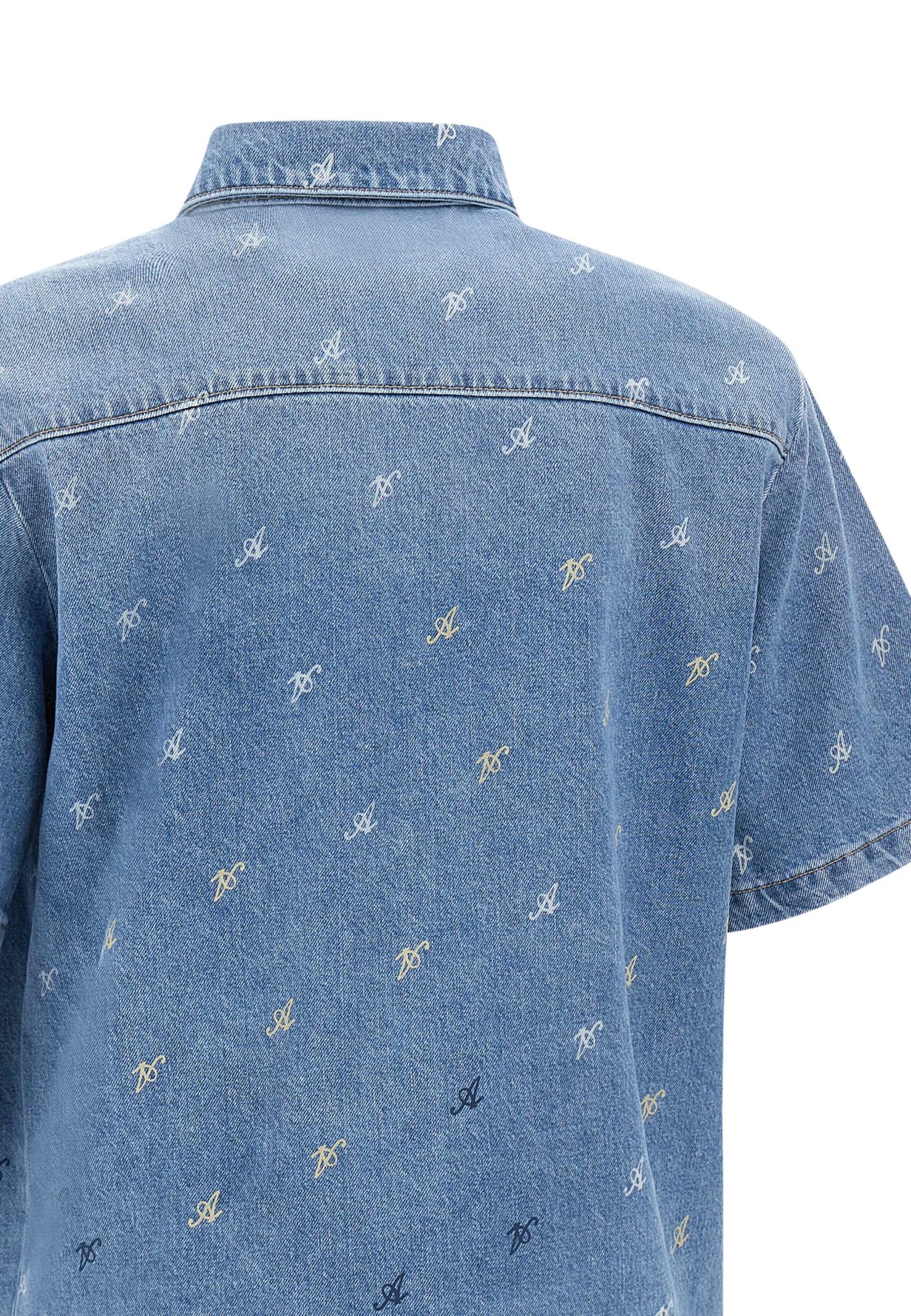 Shop Axel Arigato Milescotton Denim Shirt In Blue