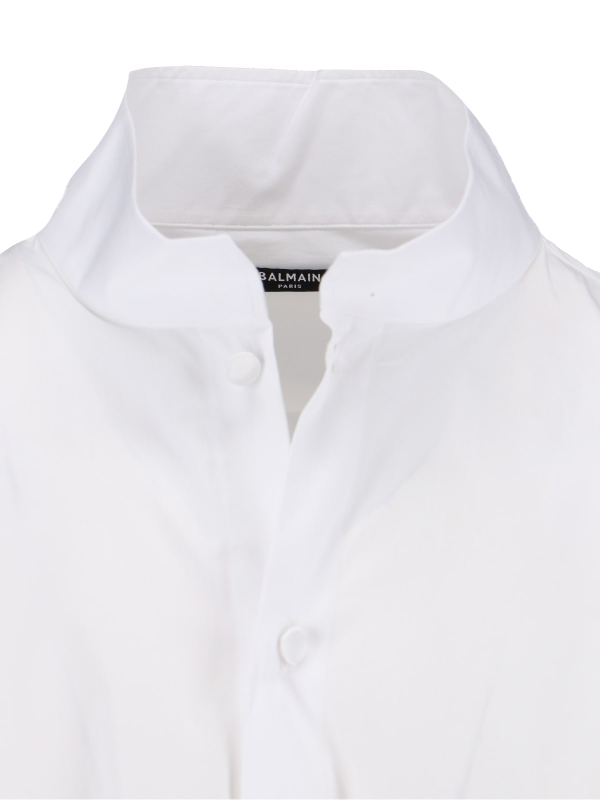 Shop Balmain Mandarin Collar Shirt In White