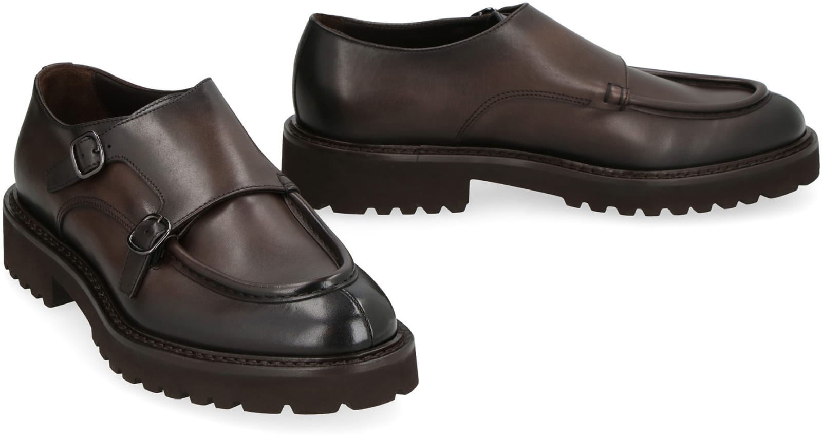 Doucal's Leather Monk-strap In Brown