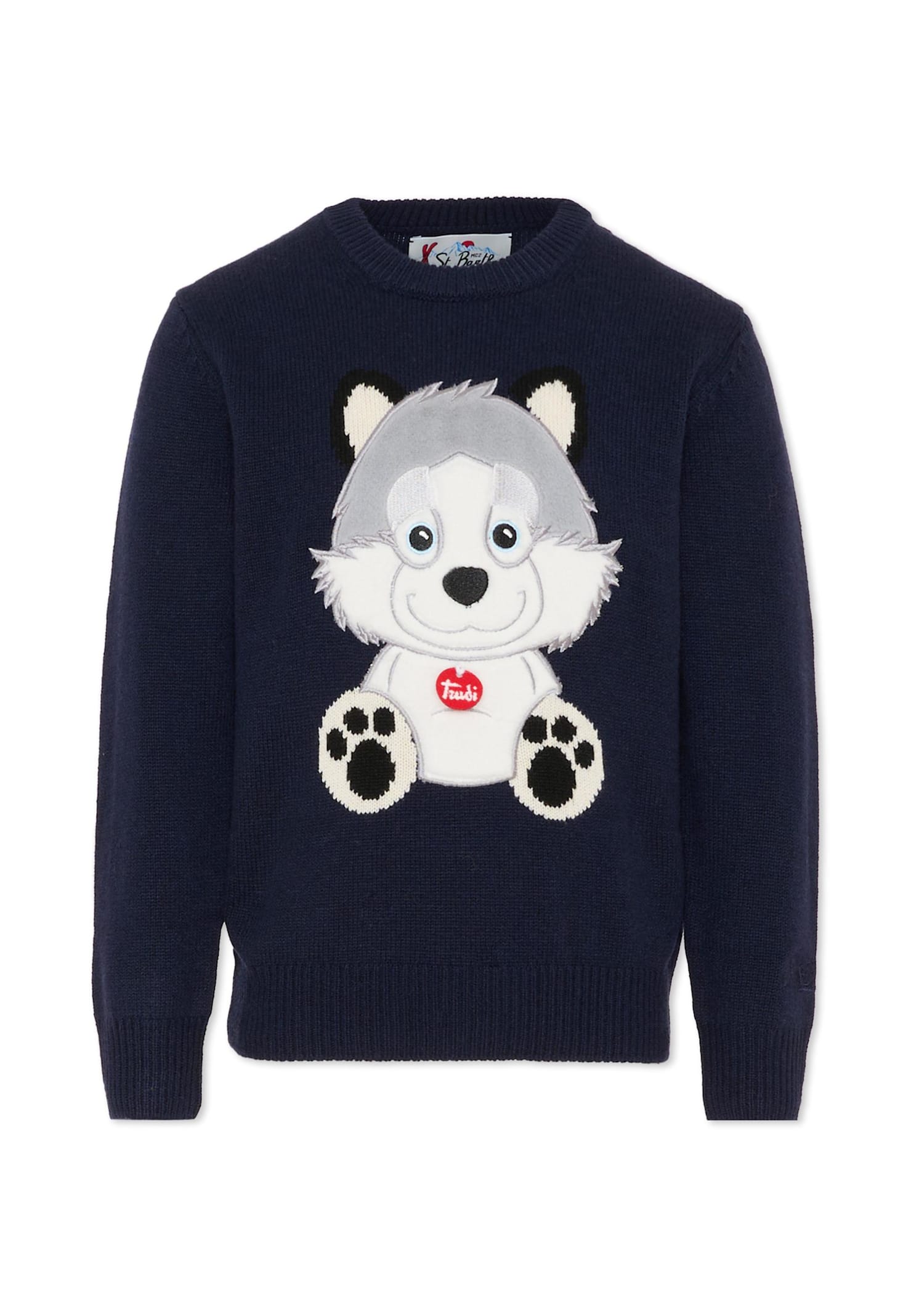 Mc2 Saint Barth Blue Sweater For Boy With Wolf In Blue