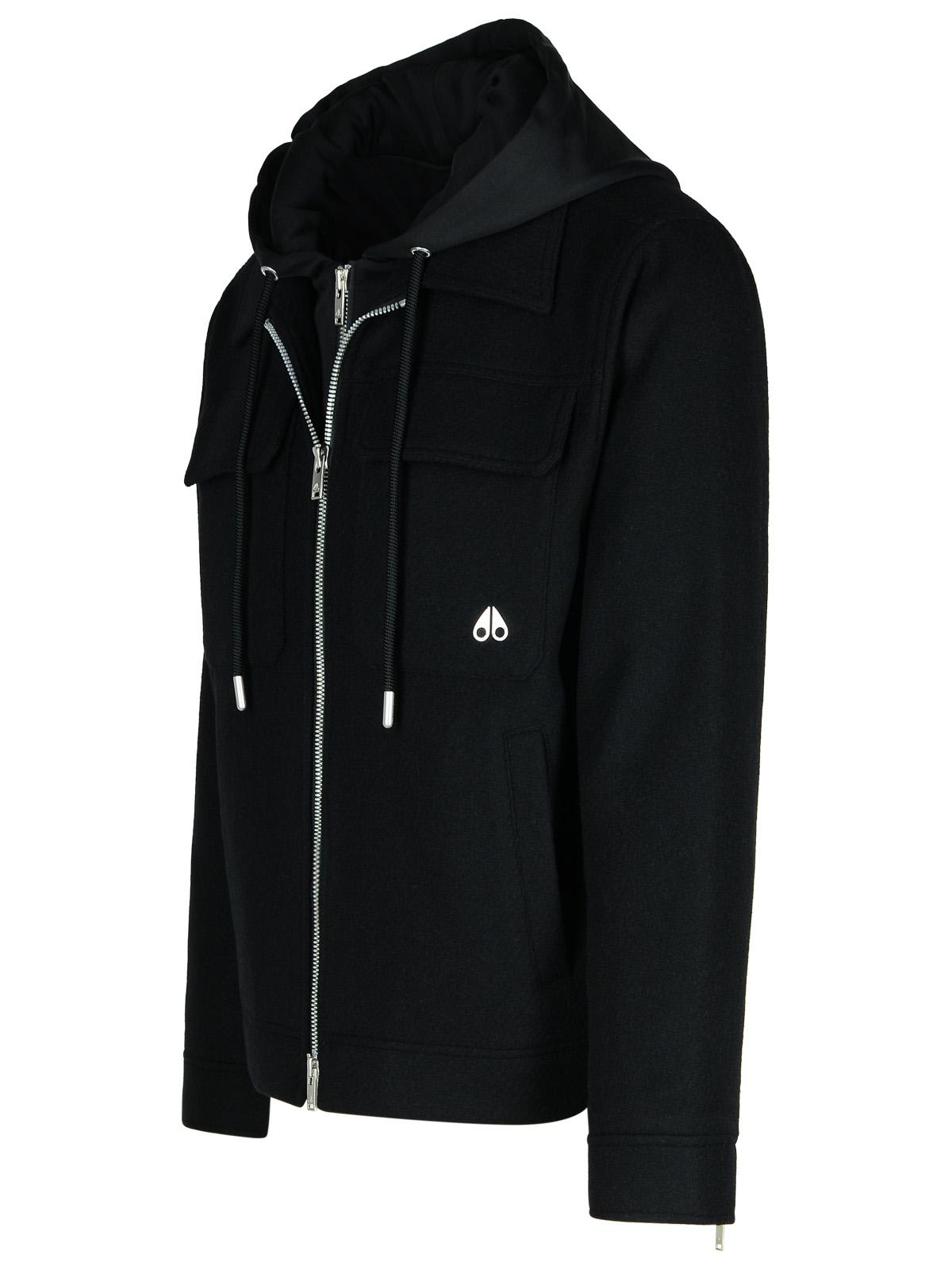 Shop Moose Knuckles Snowdown Black Wool Blend Jacket