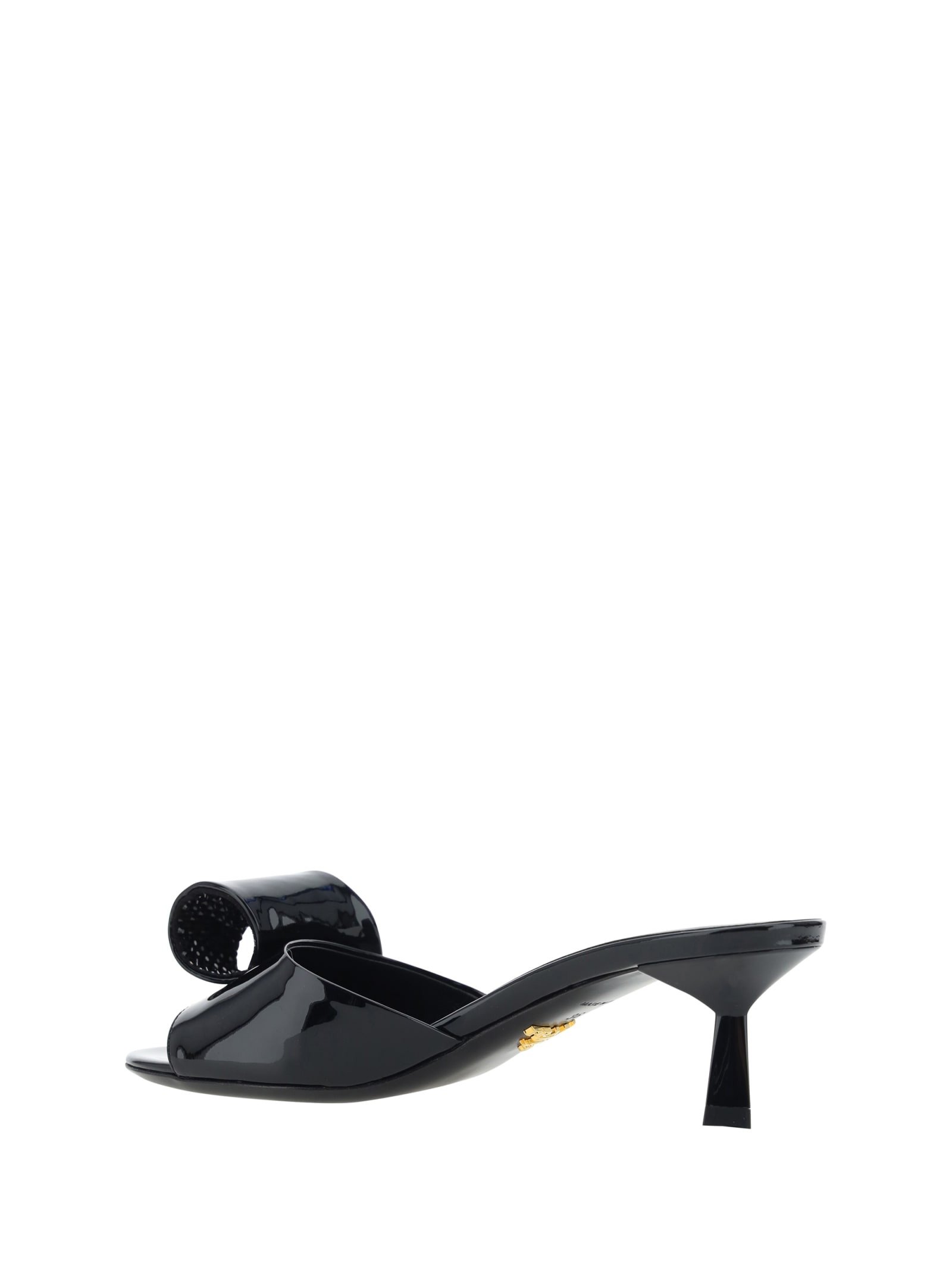 Shop Prada Bow Sandals In Nero