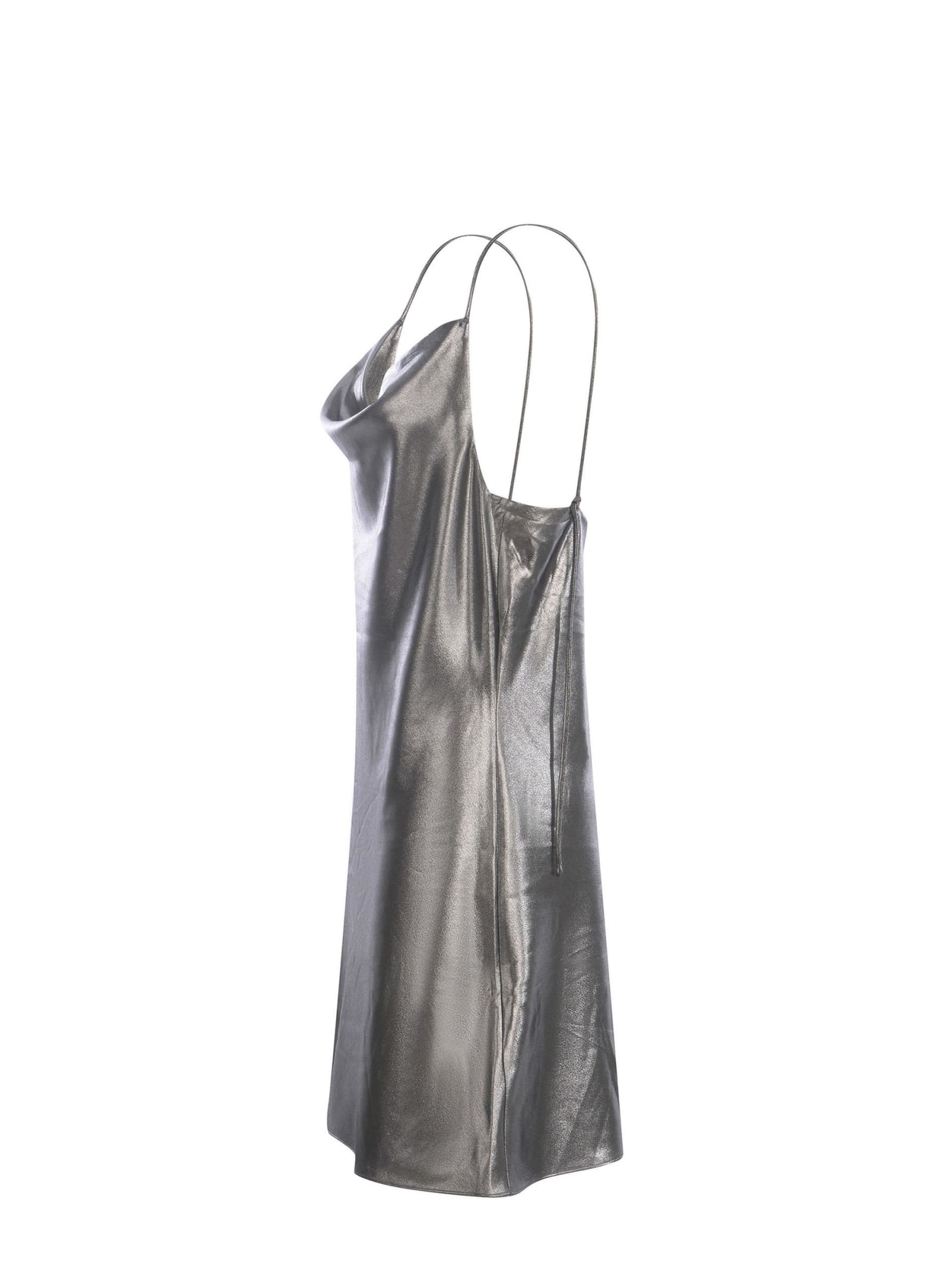 Shop Rotate Birger Christensen Mini Dress Rotate Made Of Metallic Fabric In Argento