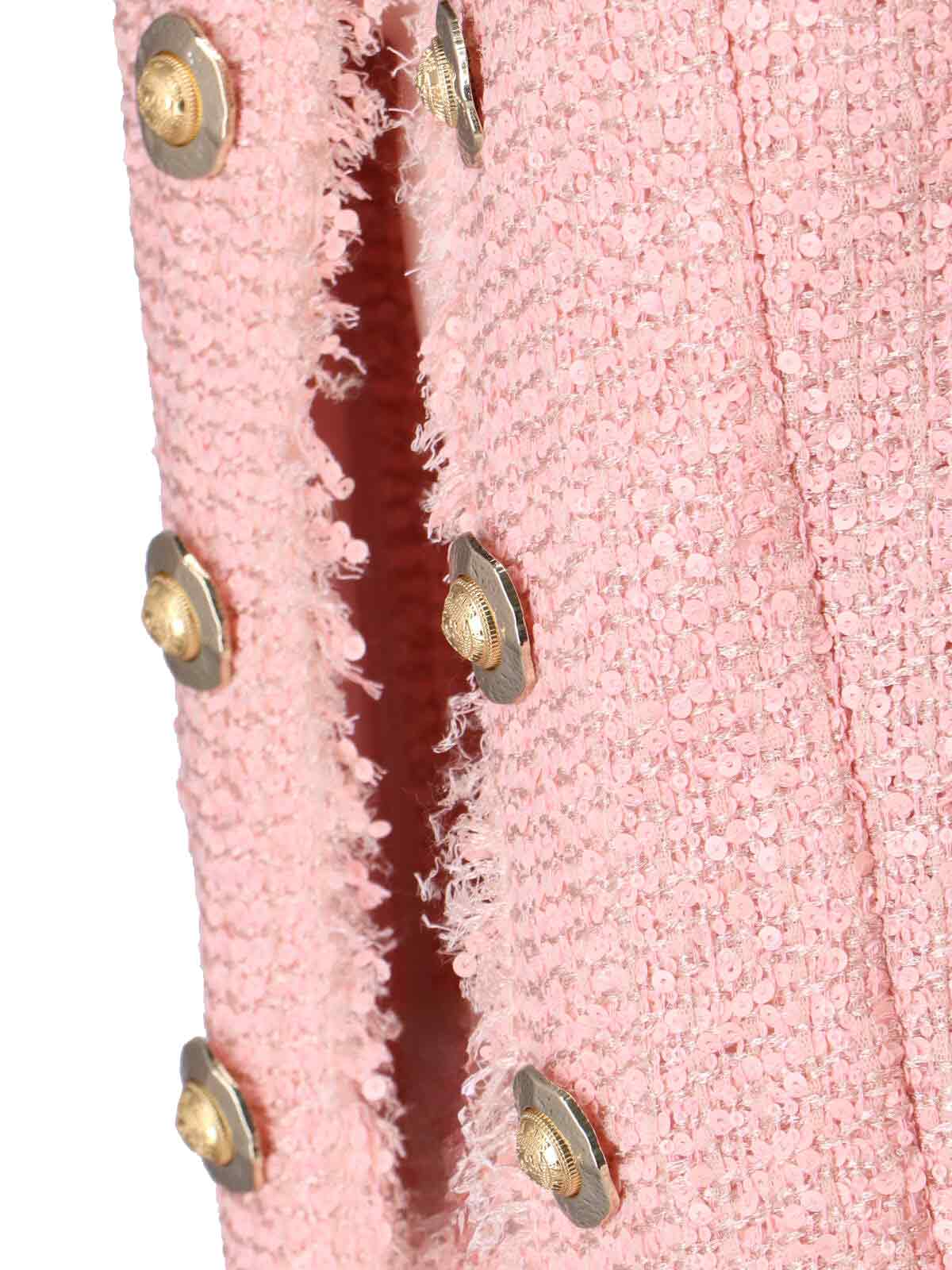 Balmain Tweed Jacket With All-over Sequins And Structured Shoulders In Red
