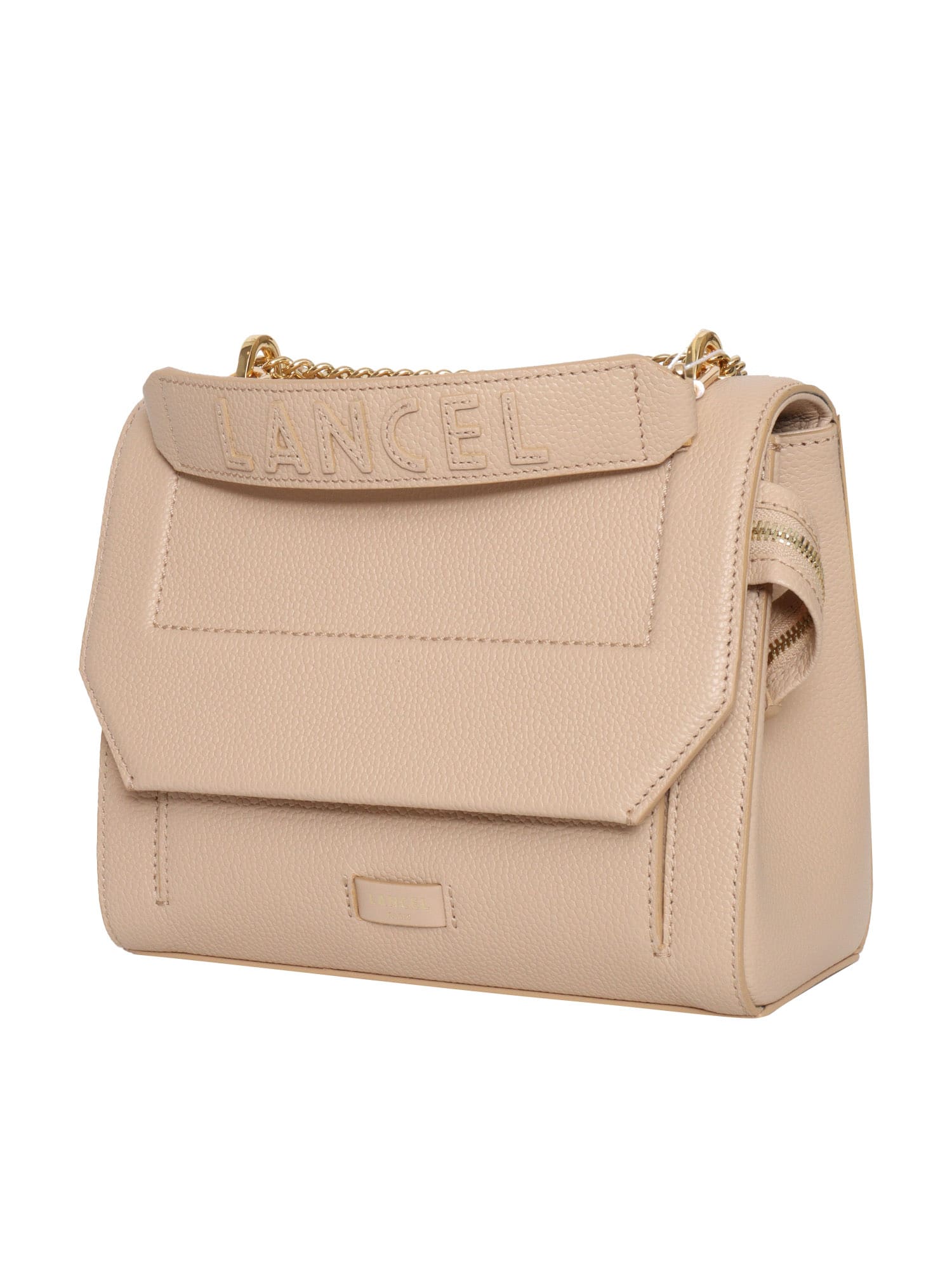 Lancel Sac Rabat M Medium Textured Calfskin Shoulder Bag In Neutral