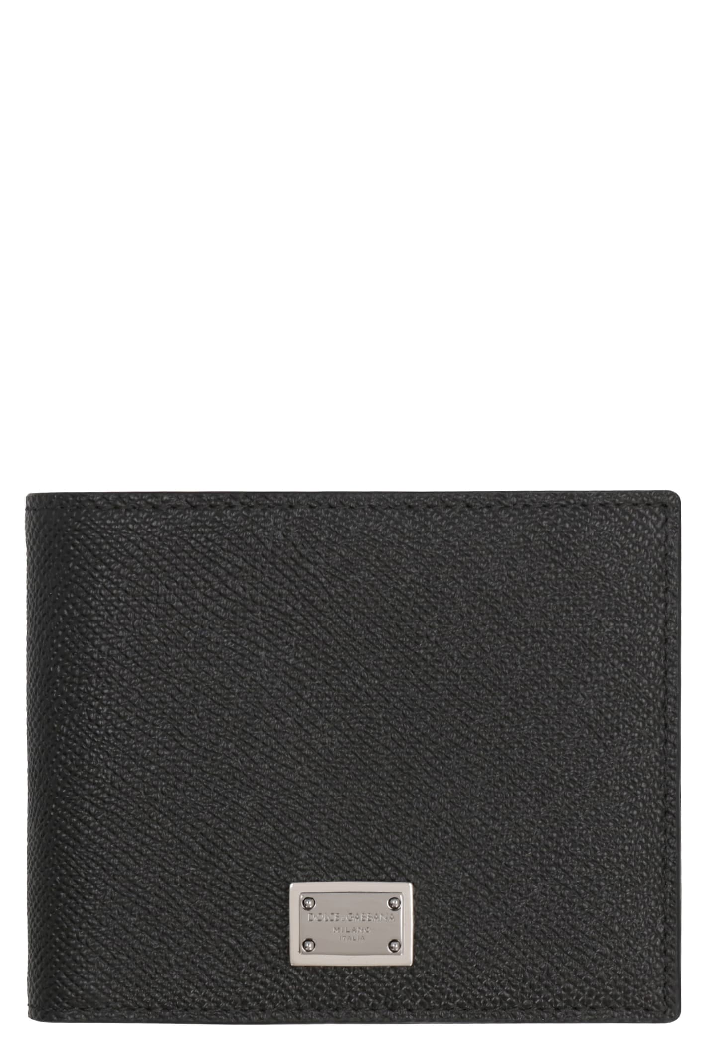Dolce & Gabbana Leather Flap-over Wallet In Nero