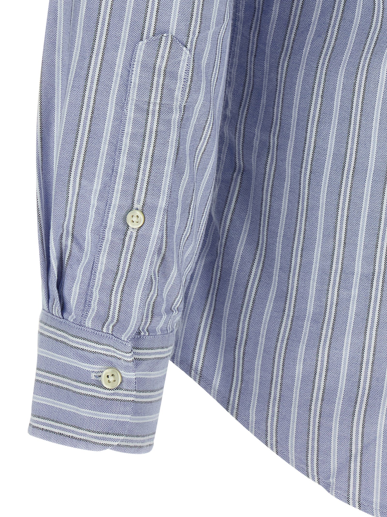 Polo Ralph Lauren Button-down Collar Striped Design Shirt In Blue